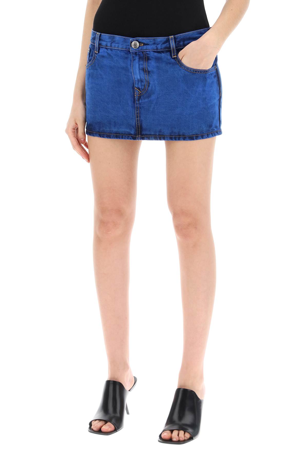 Shop Vivienne Westwood Denim Foam Mini Skirt For In Blue (blue)