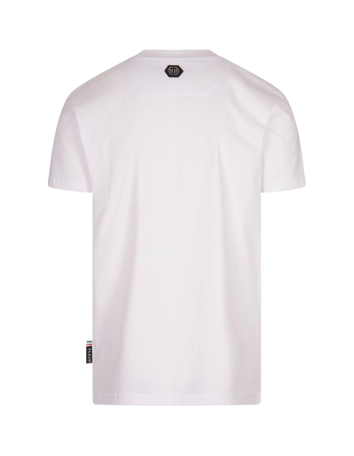 Shop Philipp Plein Round Neck Ss Skull T-shirt In Bianco