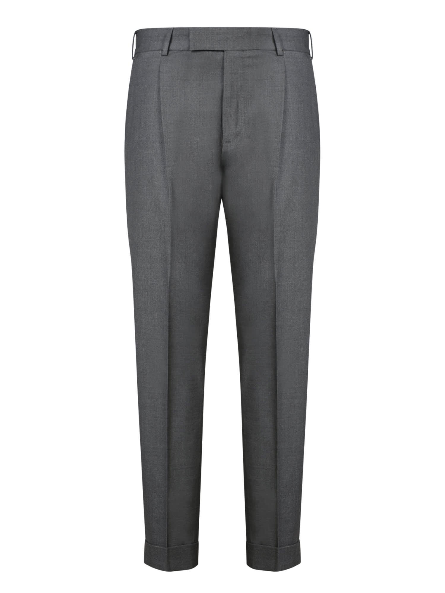 Shop Pt Torino Light Grey Tailored Trousers