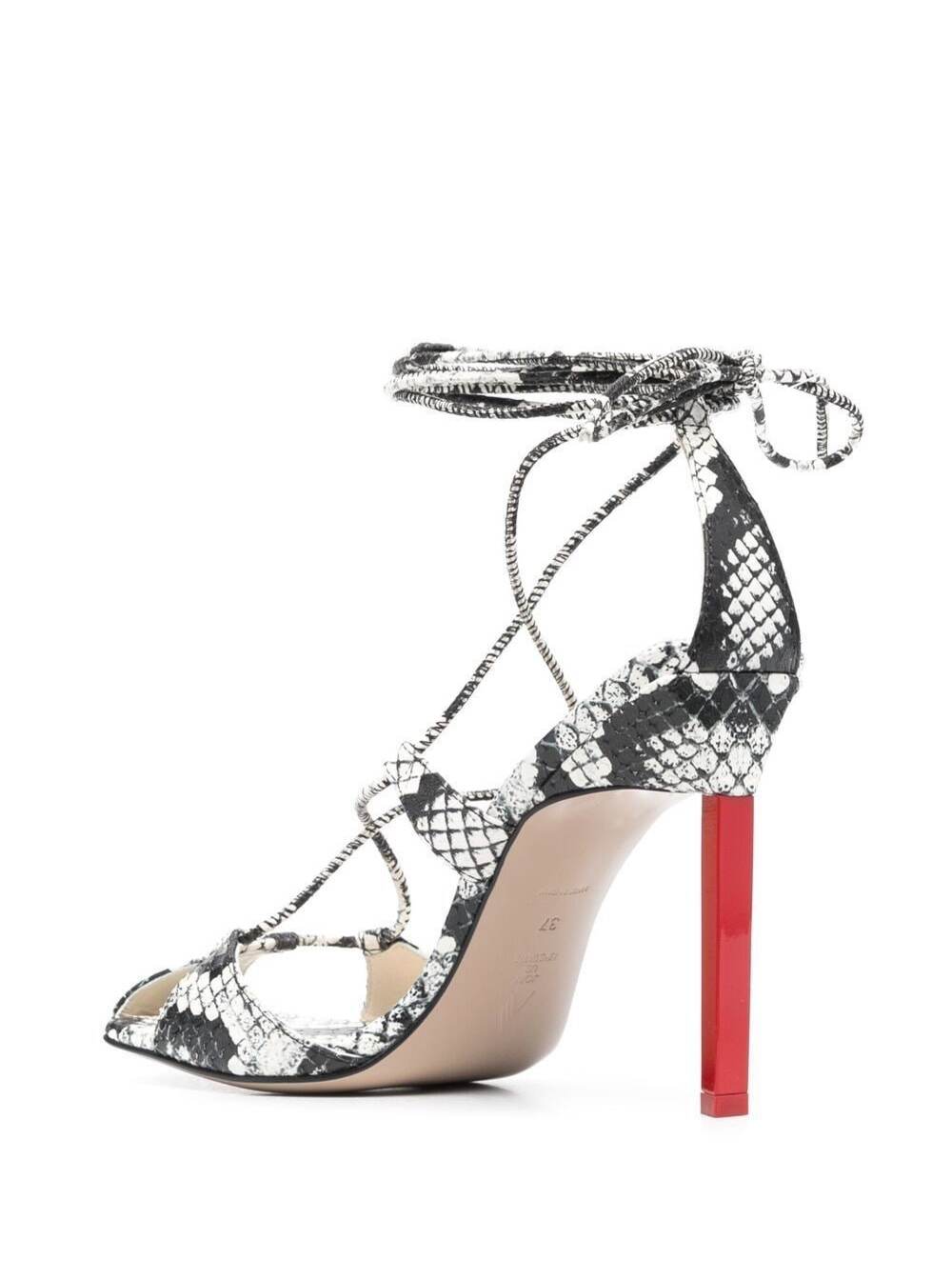 Shop Attico Adele Snakeskin-print Sandals In Black And White Leather Woman In Multicolor