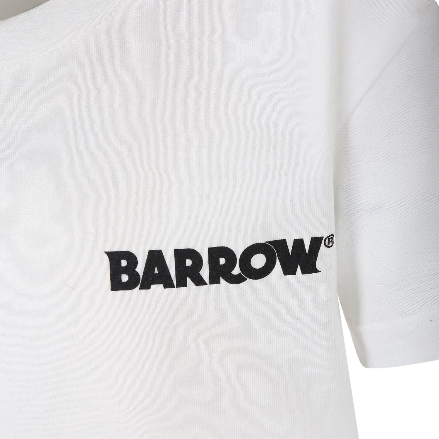 Shop Barrow T-shirt Bianca Per Bambini Con Smile E Logo In Off White