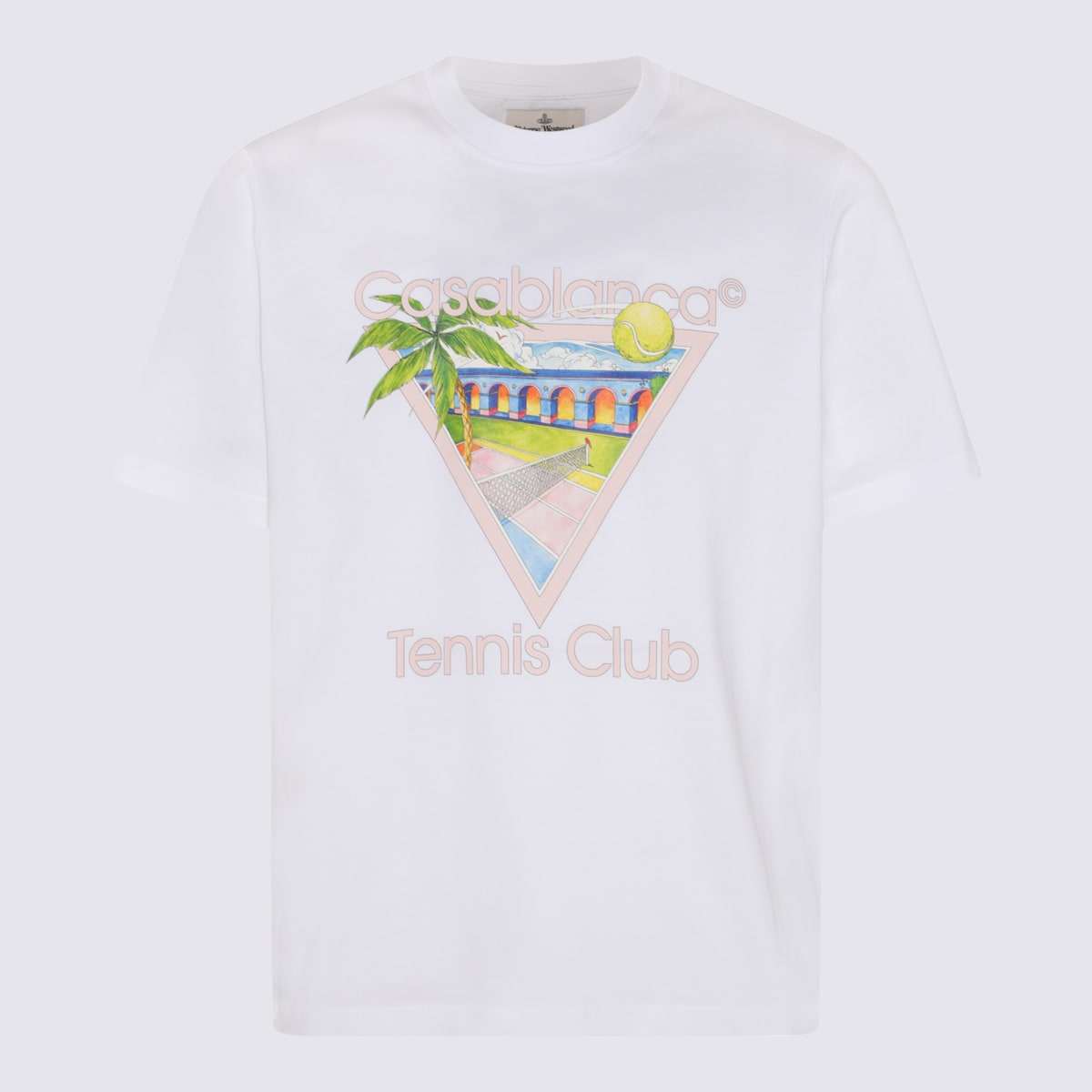 Shop Casablanca White Cotton T-shirt In Tennis Club