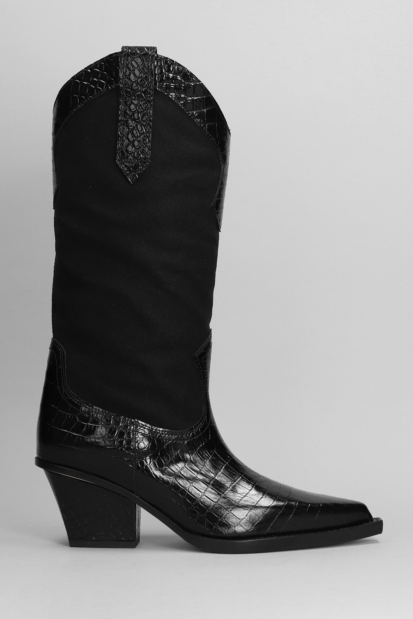 Paris Texas Rosario Texan Boots In Black Leather And Fabric