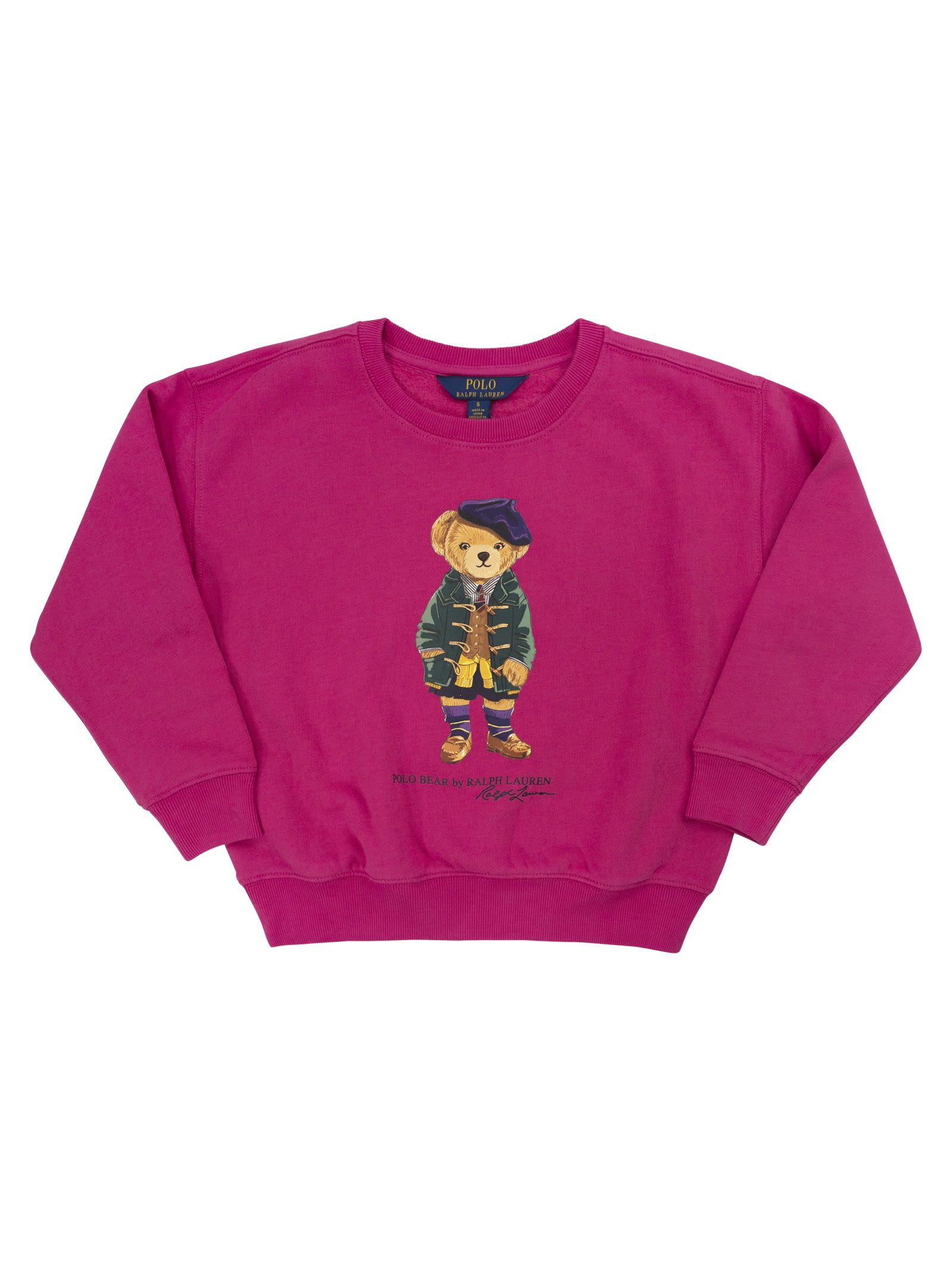 Polo Ralph Lauren Kids' Polo Bear Crewneck Sweatshirt In Pink