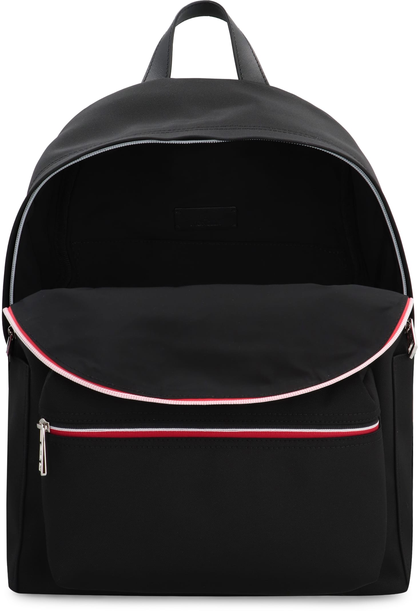 Shop Moncler New Pierrick Leather Details Nylon Backpack In Black