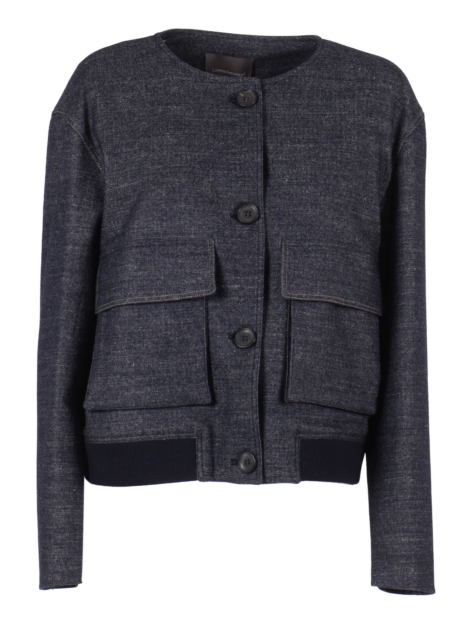 Lorena Antoniazzi Long Tailored Coat With Checkered Pattern And Classic Lapel In Blue