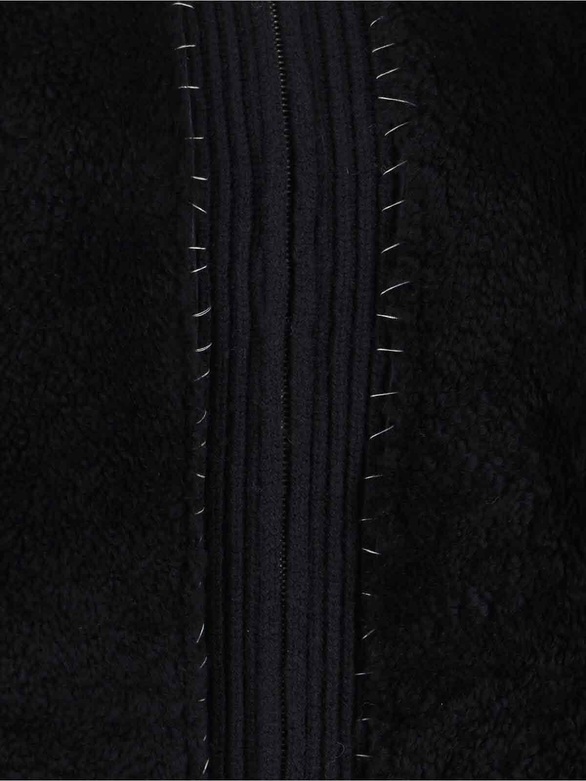 Marni Knitted Jacket With Faux Fur Collar In Black