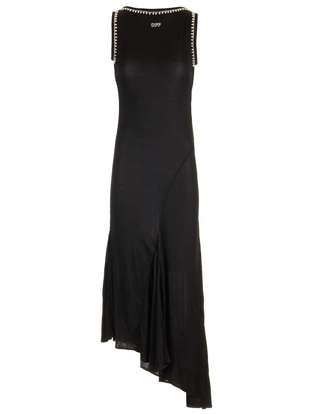 Shop Off-white Sleeveless Dress In Black