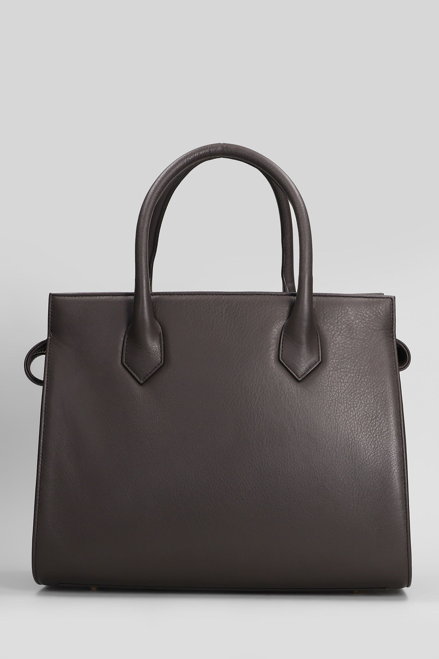 Via Roma 15 Tote In Dark Brown Leather In Brown