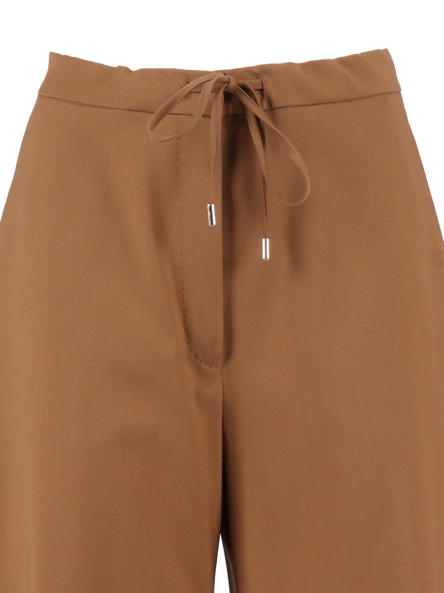 Max Mara Cashmere Drawstring Trousers In Brown