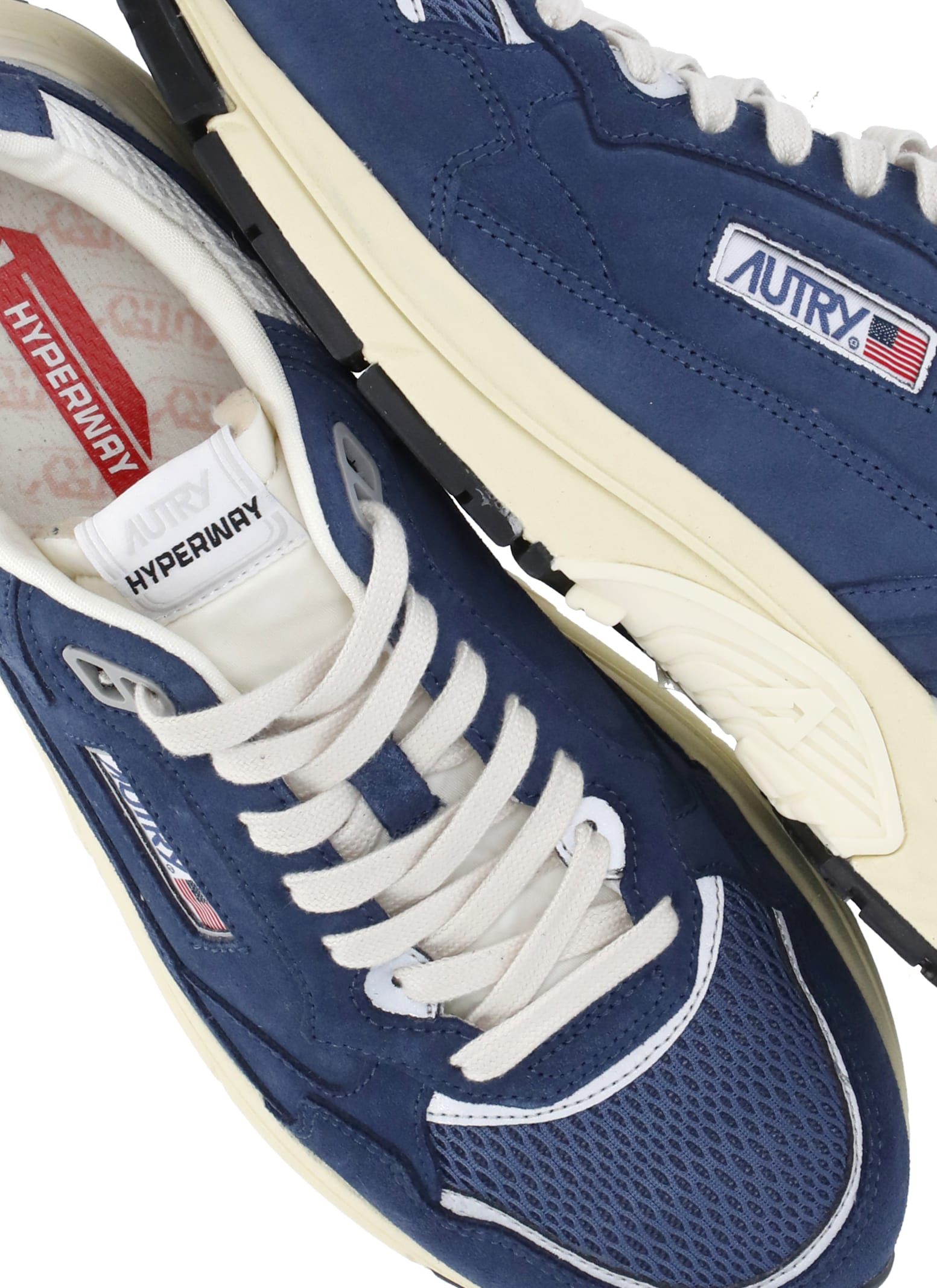 Autry Hyperway Leather-trimmed Suede And Mesh Sneakers In Blue