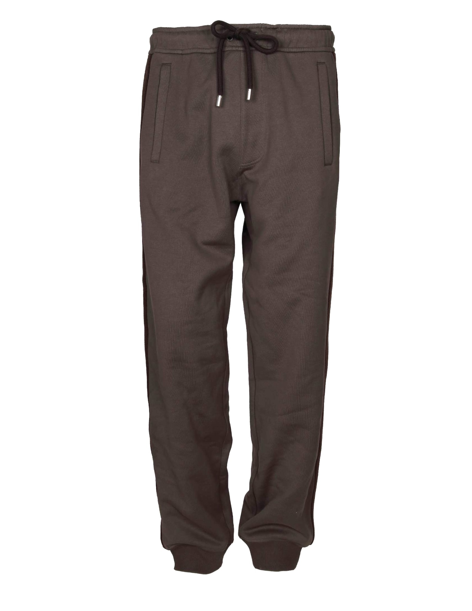 Shop Lanvin Side Curb Cotton Joggings In Brown