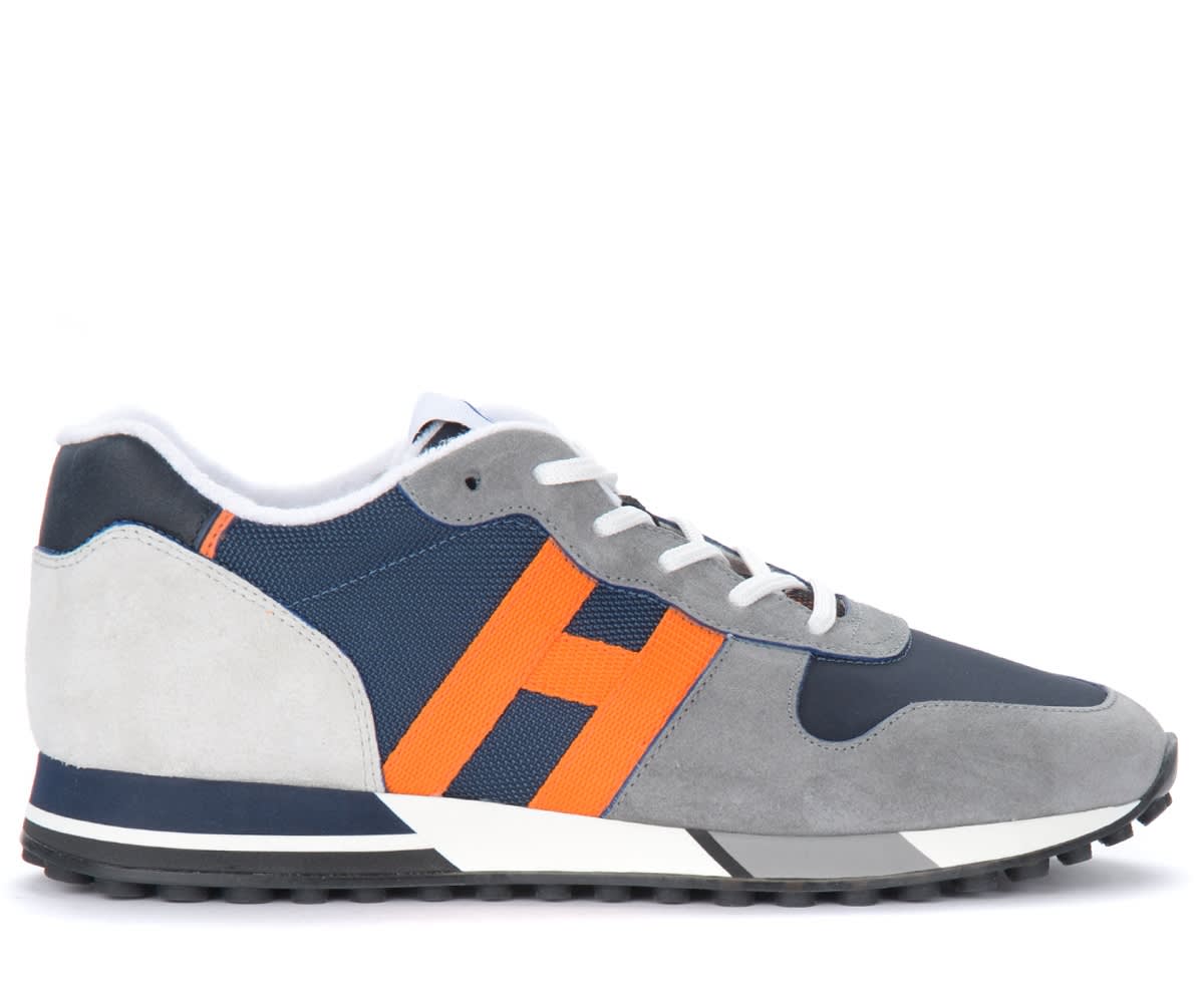 Hogan H383 Grey, Blue And Orange Sneaker