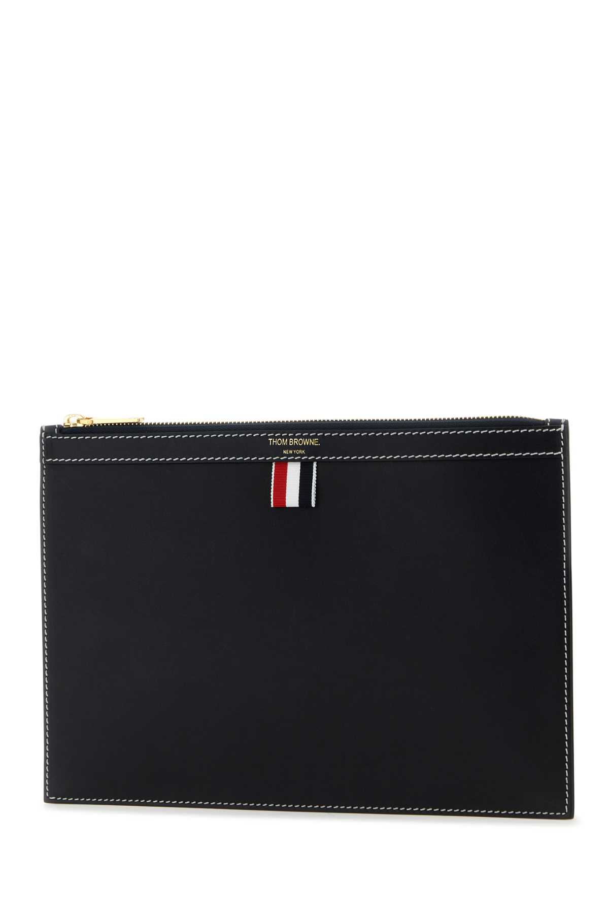 Thom Browne Midnight Blue Leather Document Case In Navy