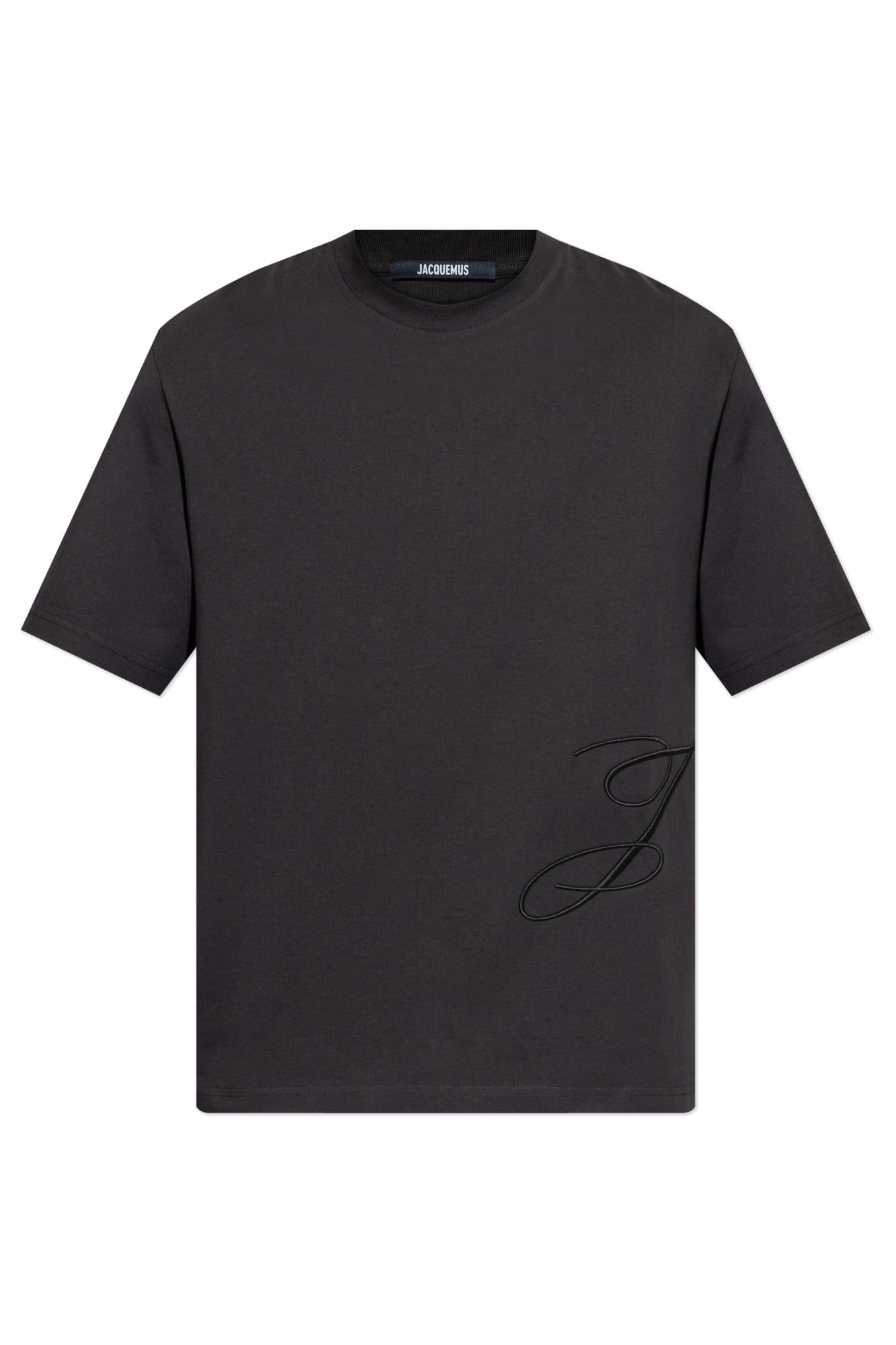 Jacquemus Mens Dark Navy Logo-embroidered Cotton T-shirt In Brown