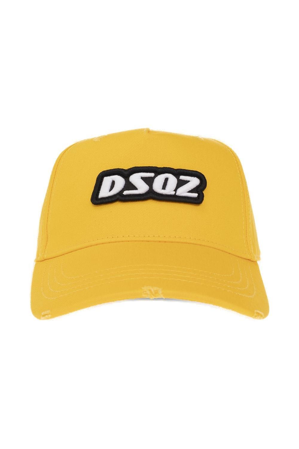 Shop Dsquared2 Logo-embroidered Distressed Baseball Cap In Yellow
