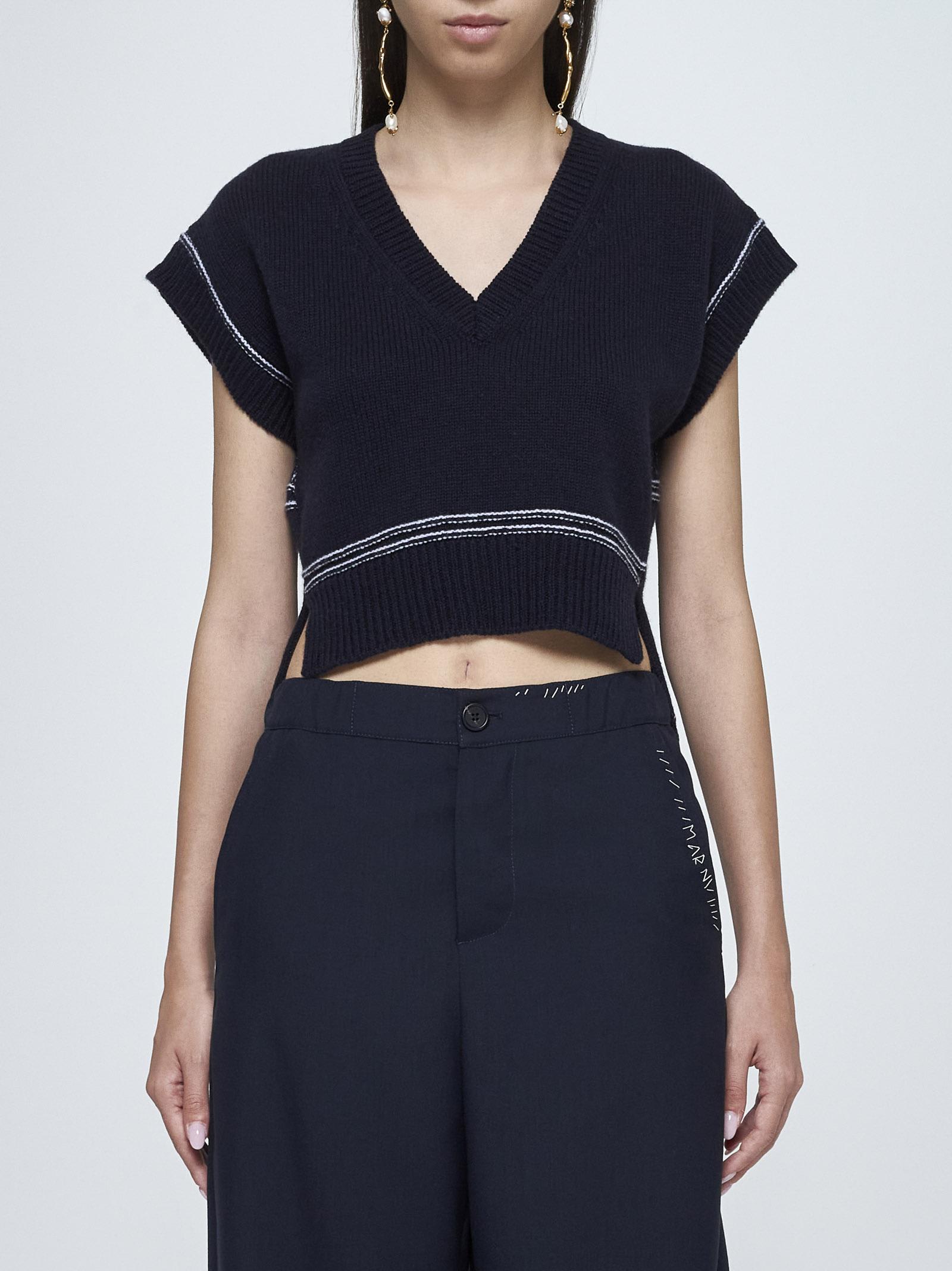 Shop Marni Wool Asymmetric Top In Blue