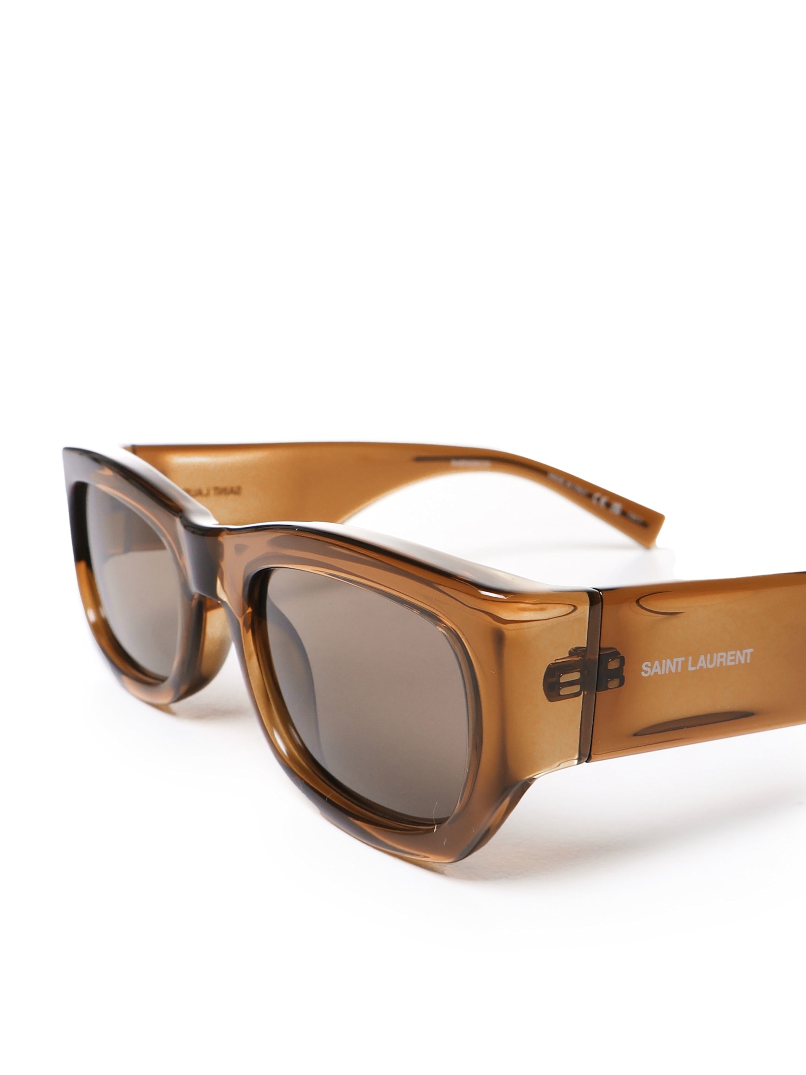 Shop Saint Laurent Acetate Sunglasses Sl 713 In Marrone