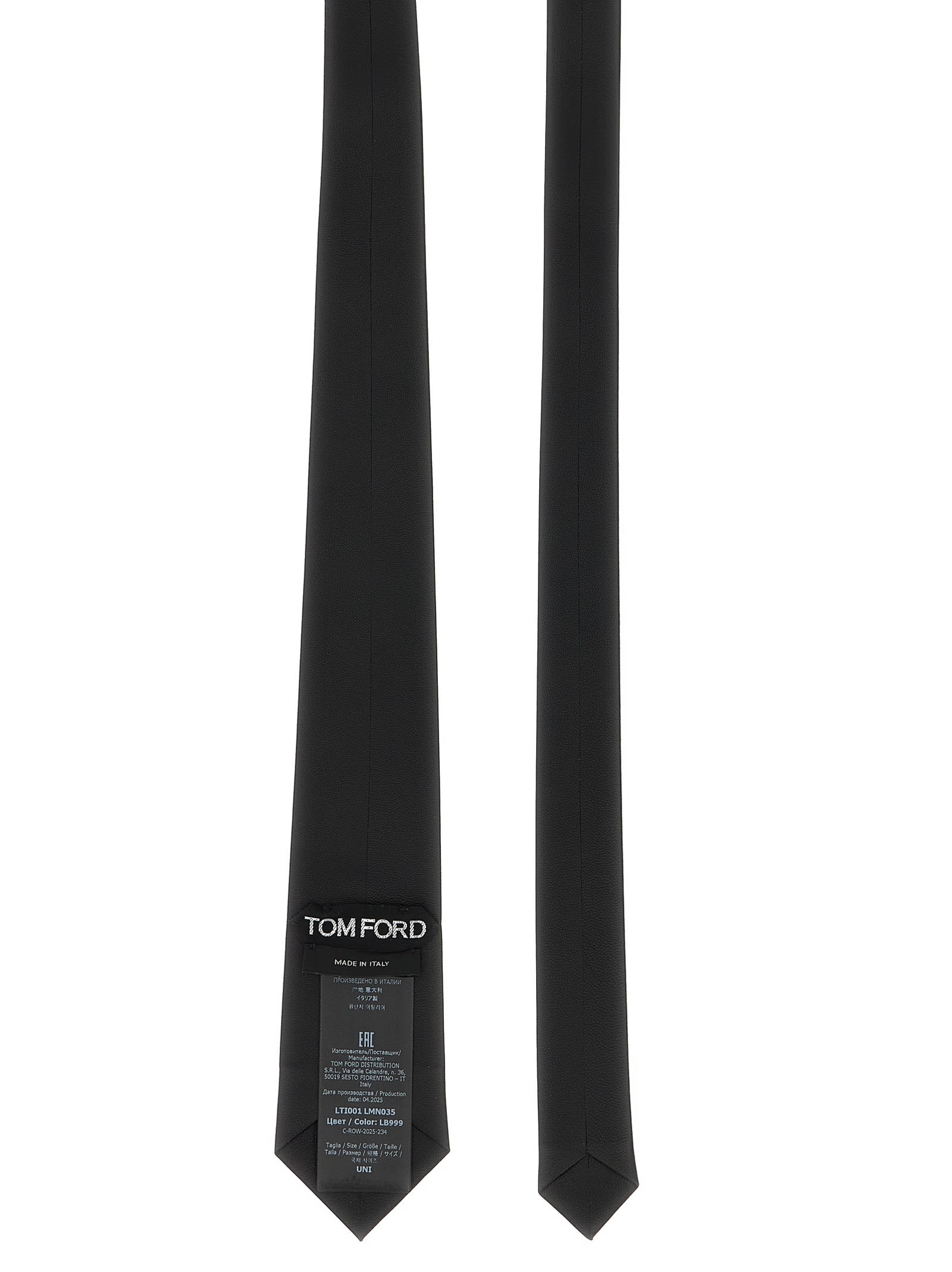 Tom Ford Black Classic Leather Tie In Gold