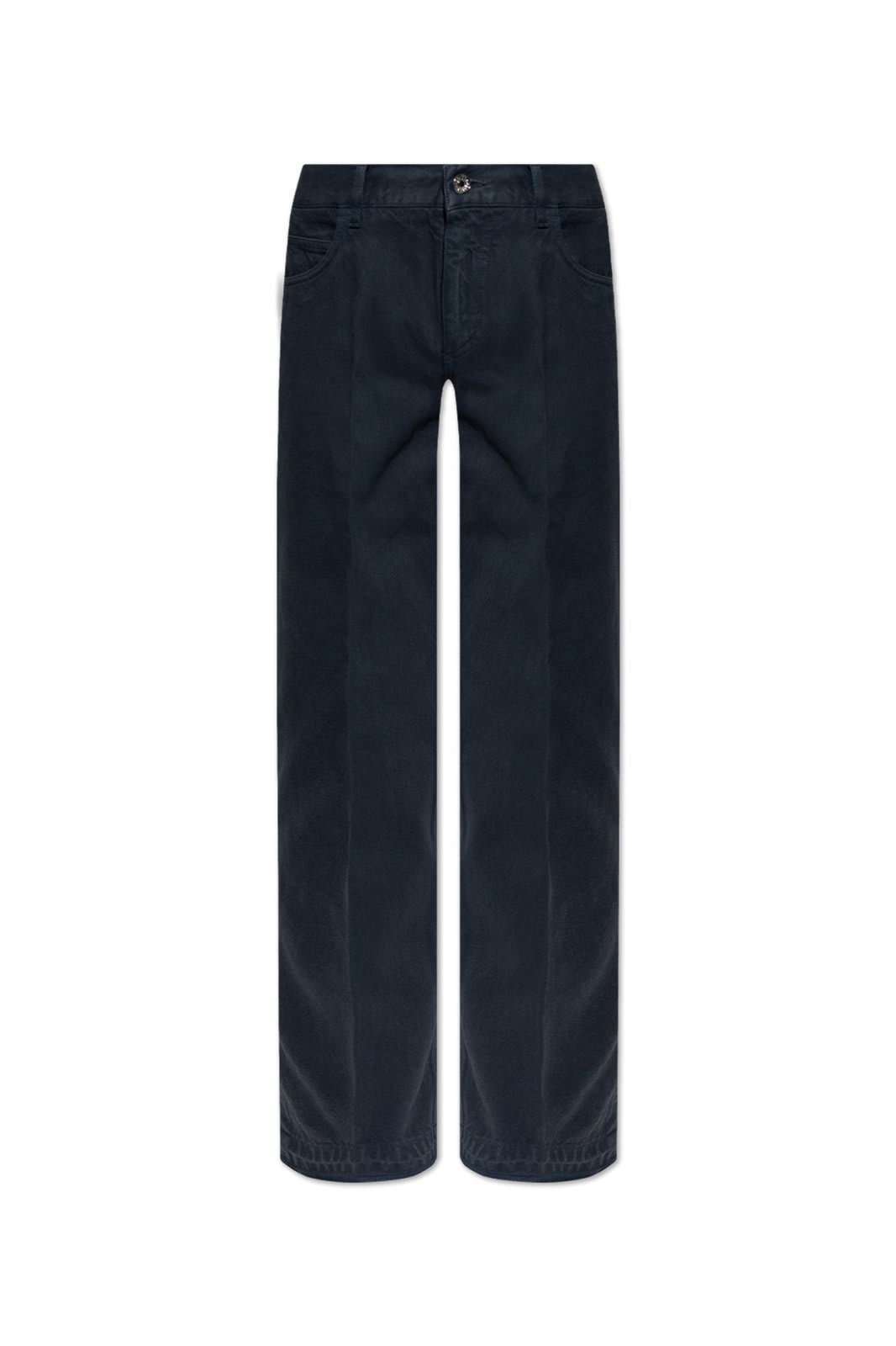 Shop Dolce & Gabbana Logo Tag Frayed Hem Jeans In Blue