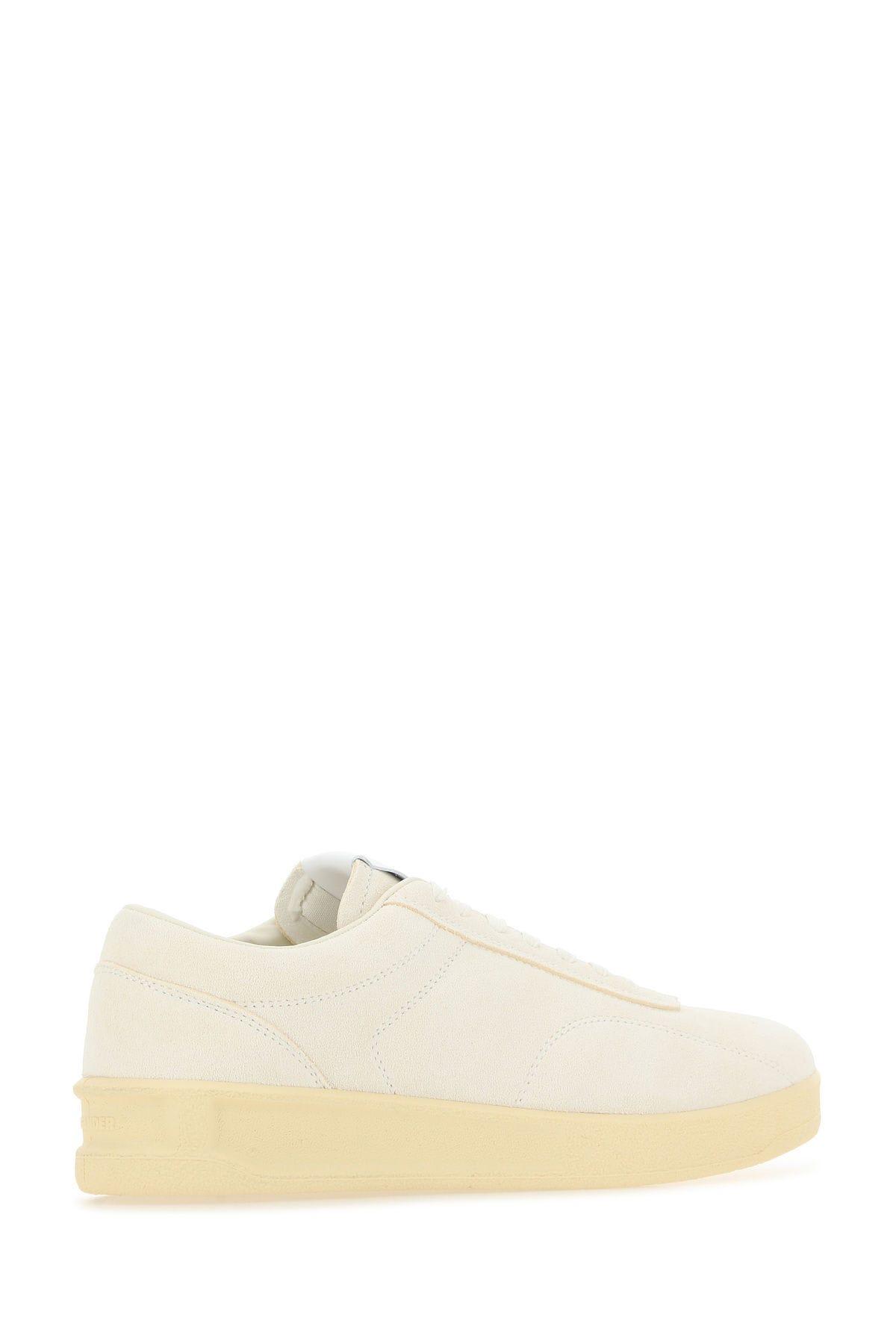 Shop Jil Sander Ivory Suede Sneakers In Bianco