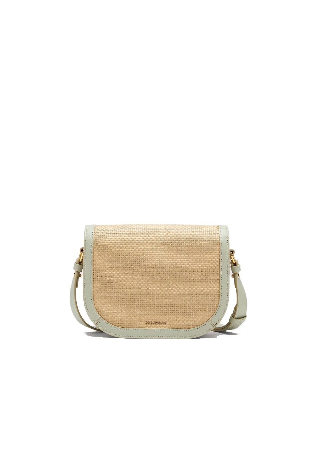 Shop Coccinelle Dew Straw Small Bag In Natural/cela Gr.