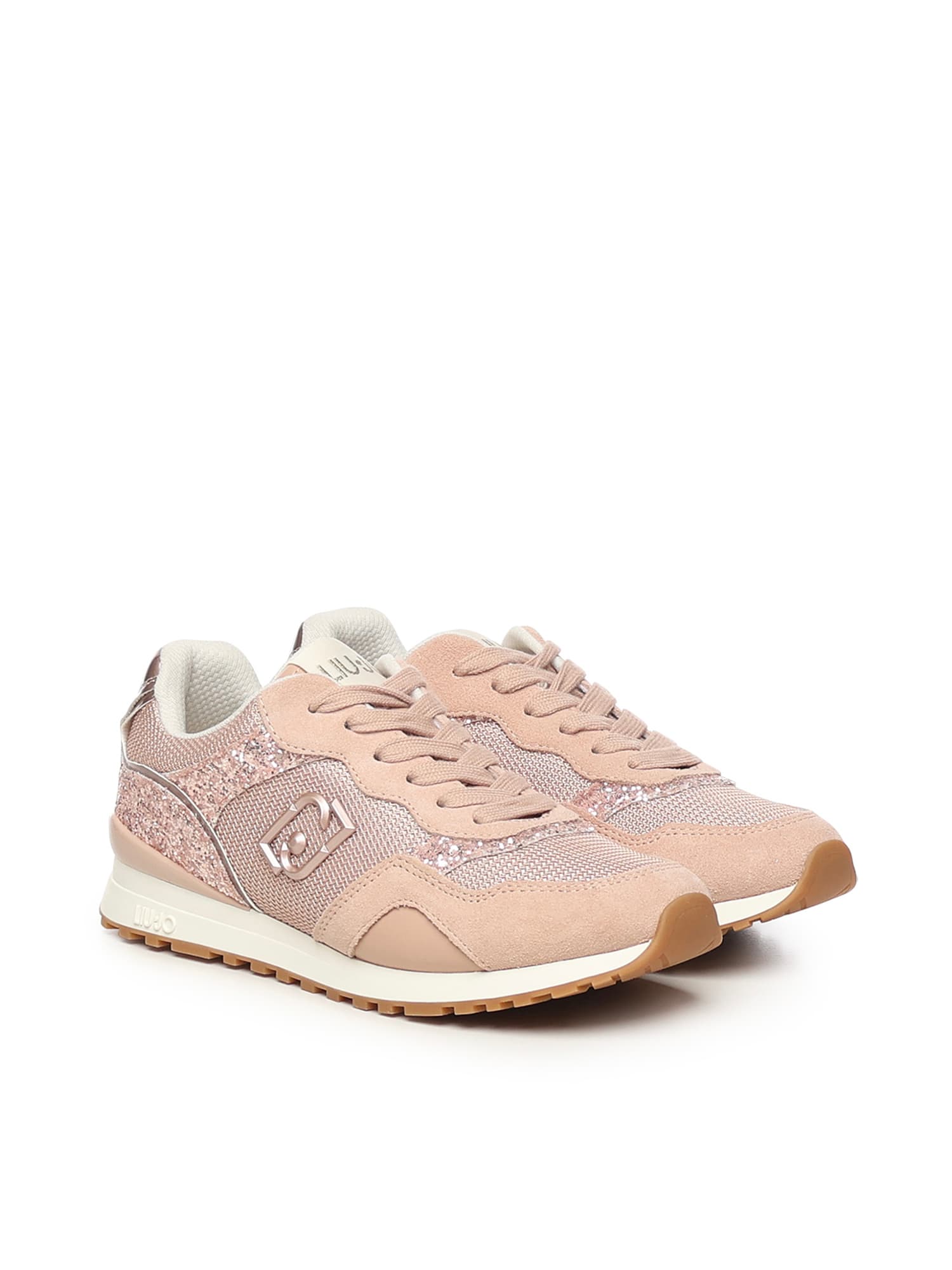Liu •jo Glitter And Mesh Sneakers In Pink