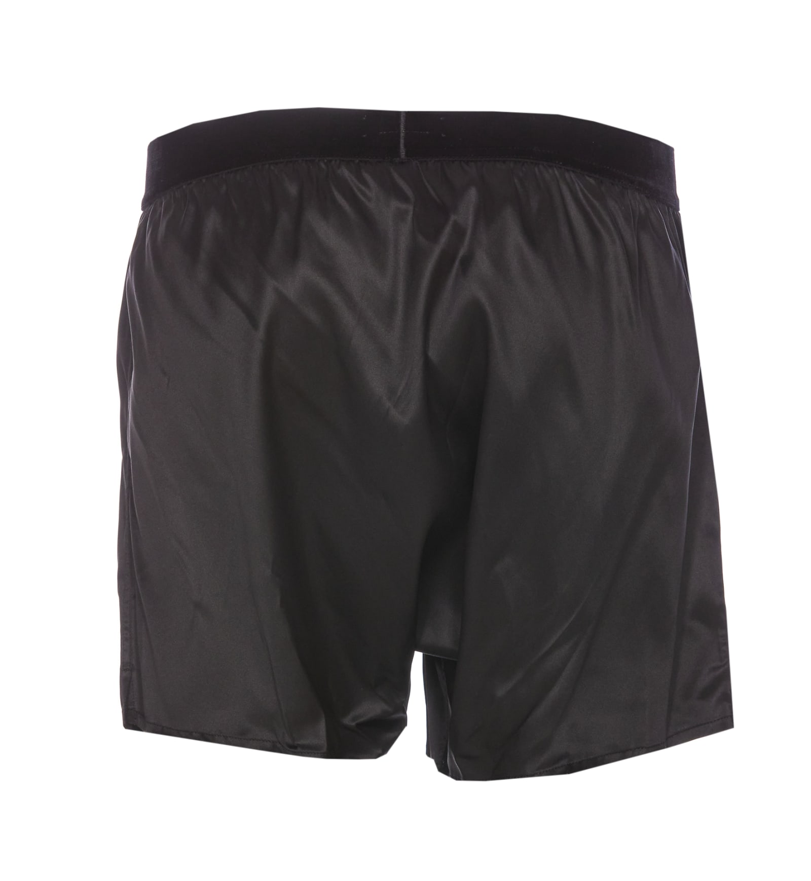 Shop Tom Ford Logo Silk Boxer In Black