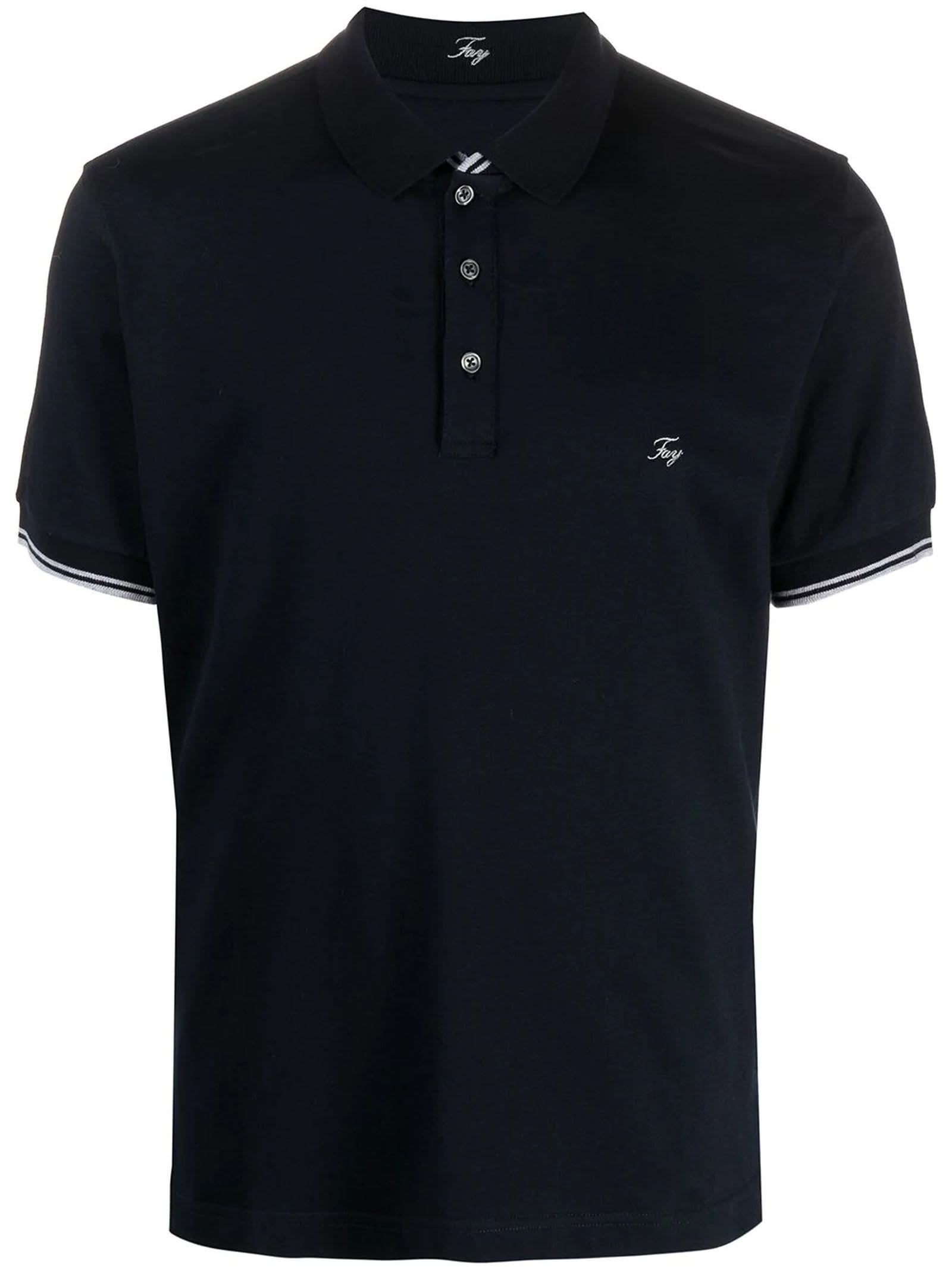 Fay Dark Blue Stretch Cotton Polo Shirt