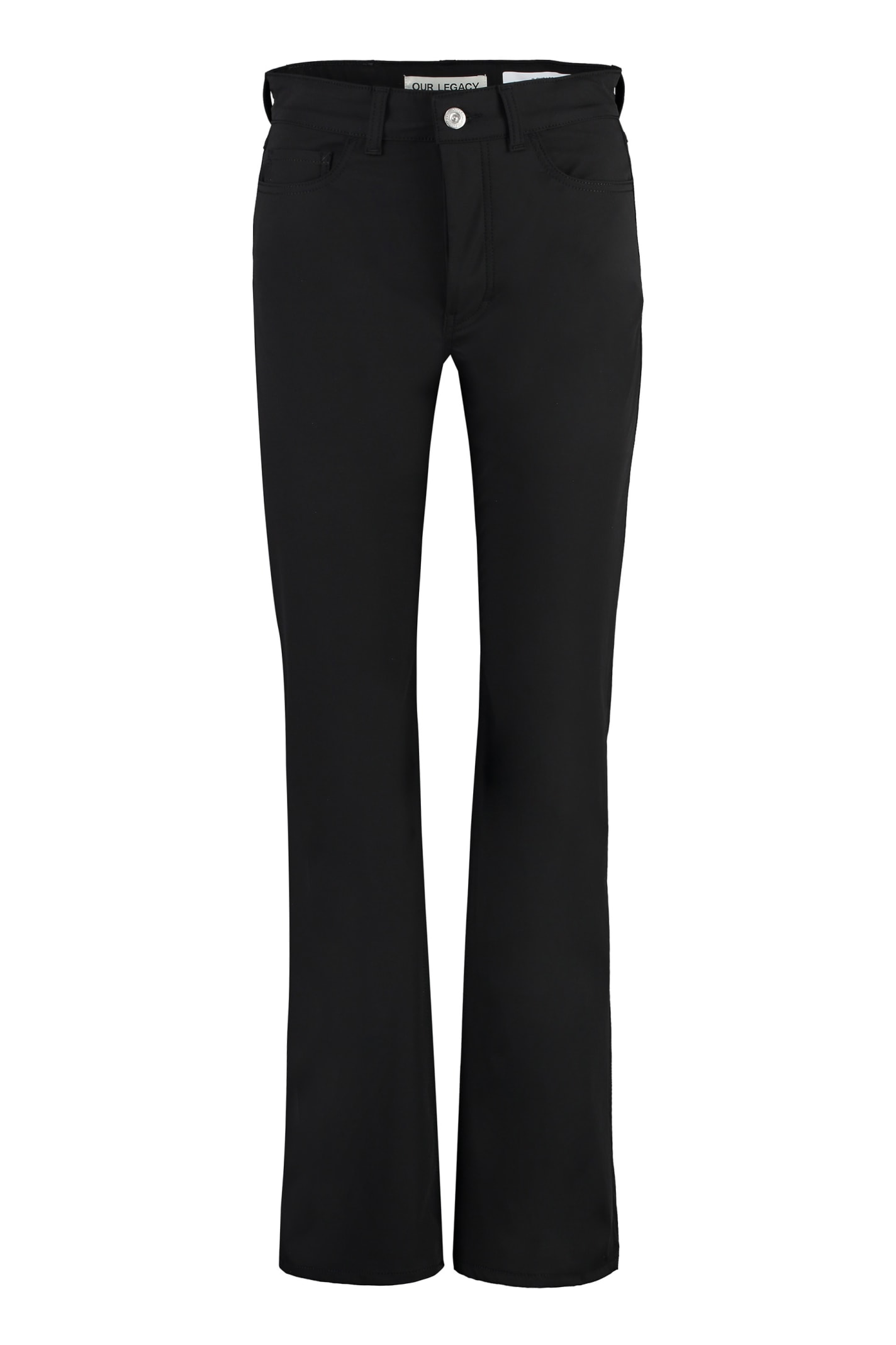Shop Our Legacy Flared Cotton Trousers In Black