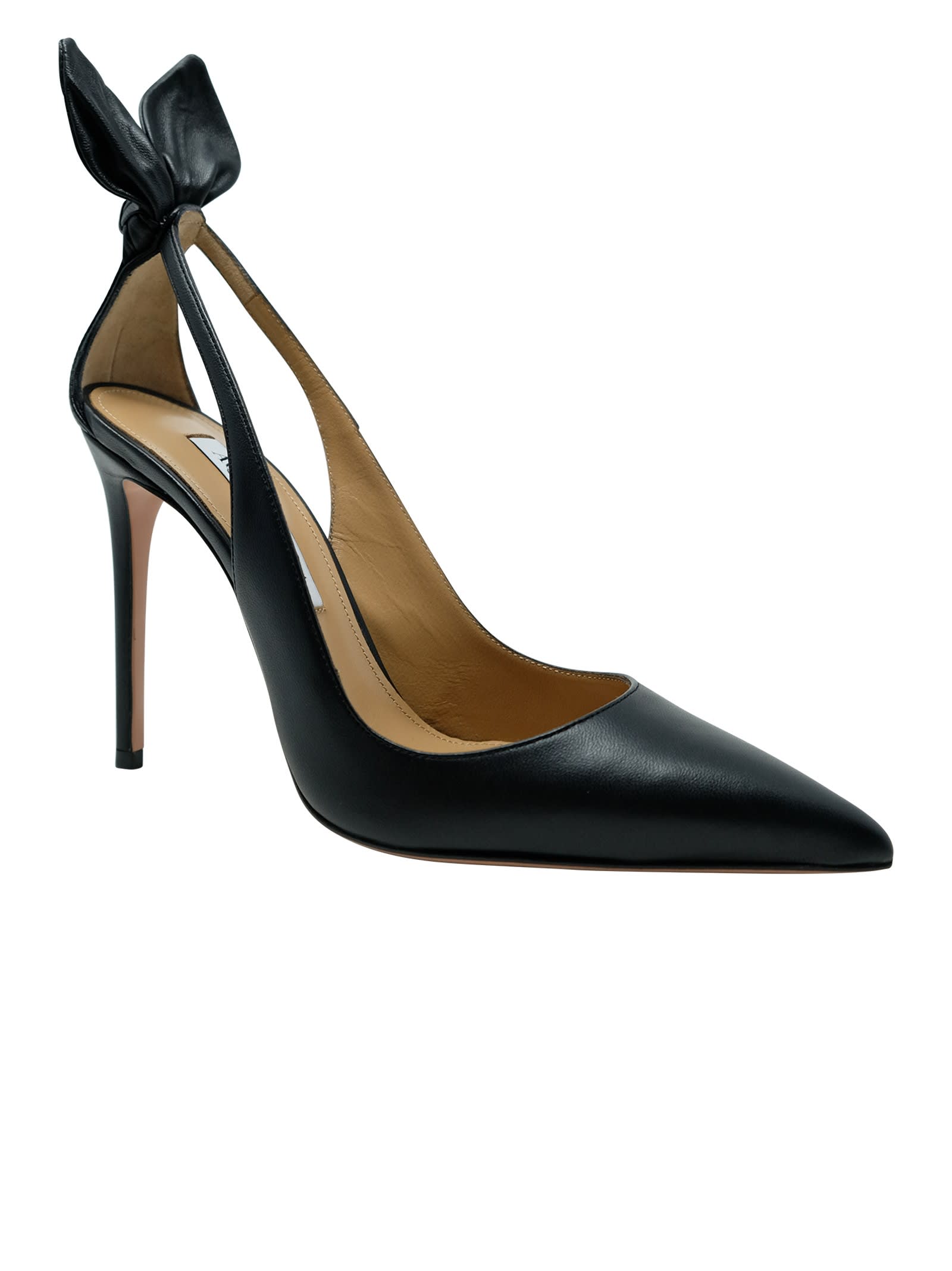 Aquazzura Black Leather Bow Tie Pump 105 Pumps In Black