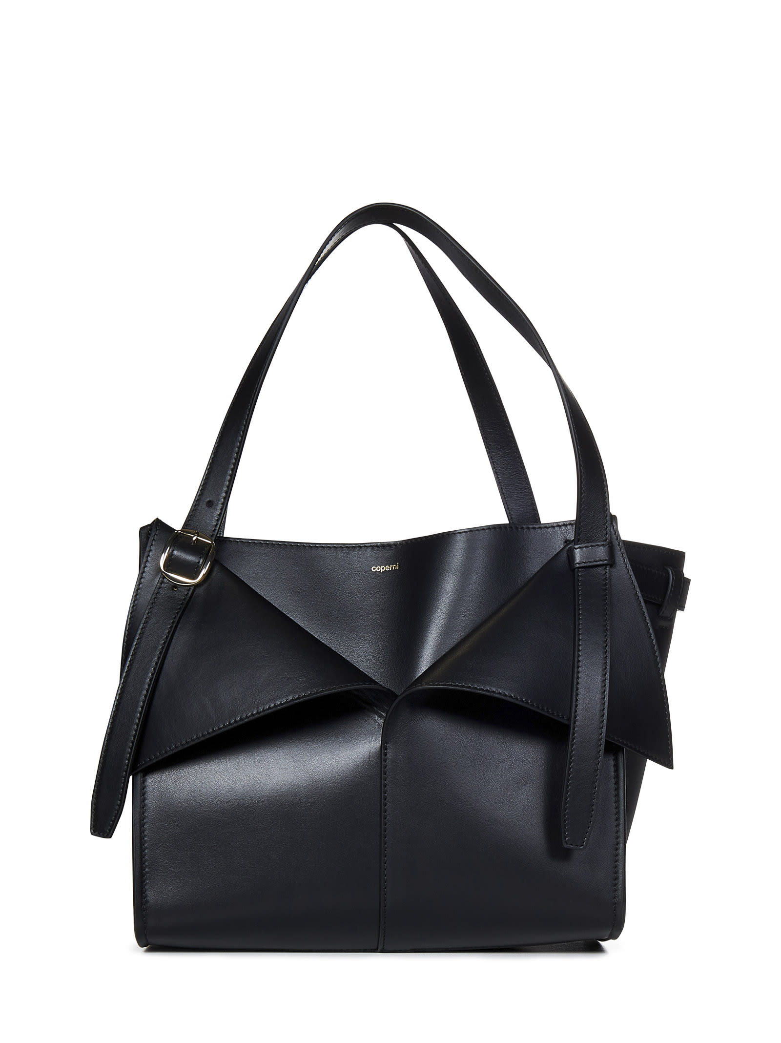 Shop Coperni Medium Belt Cabas Shoulder Bag In Blk Black