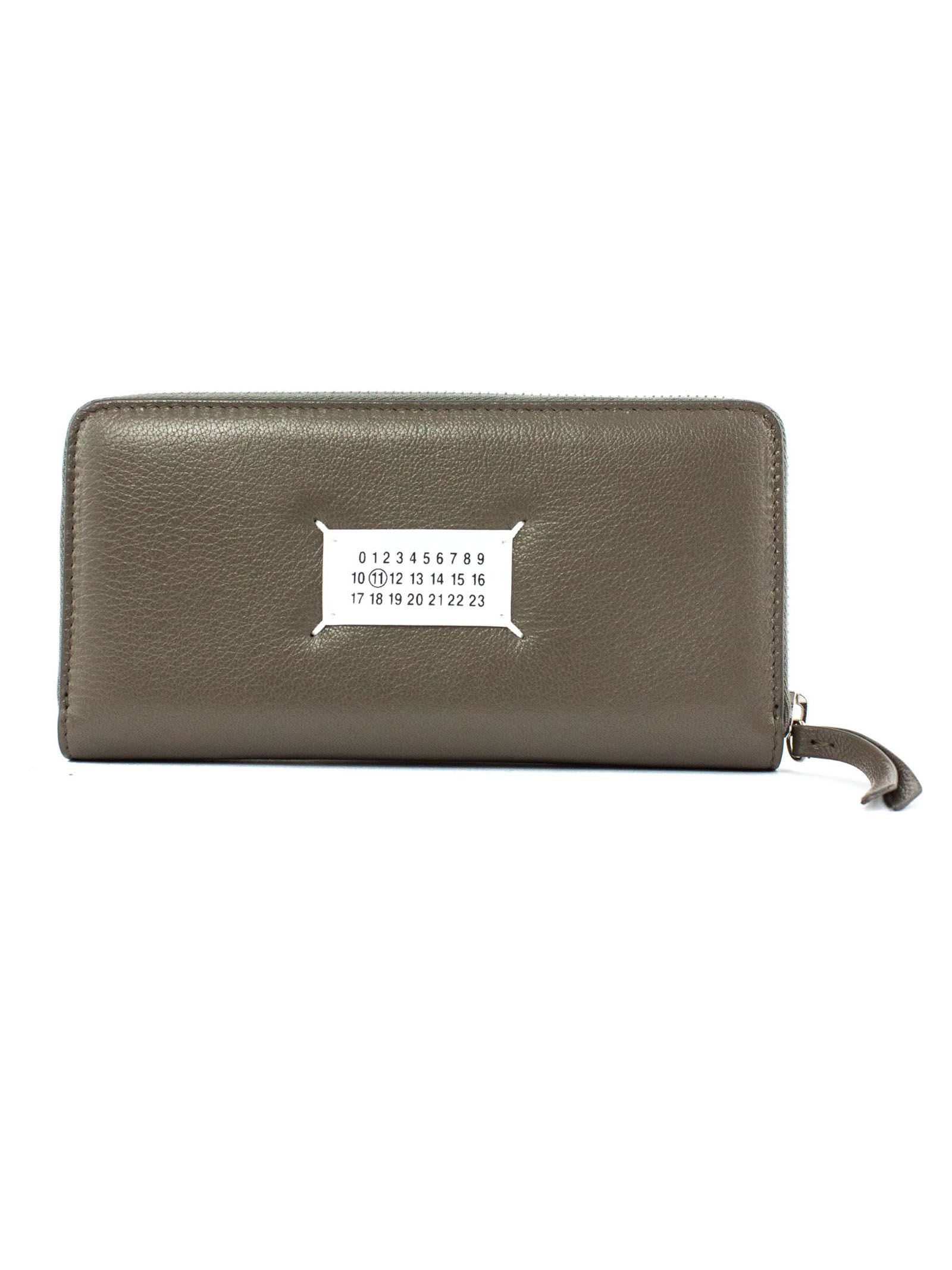 Maison Margiela Wallet In Green Textured Leather
