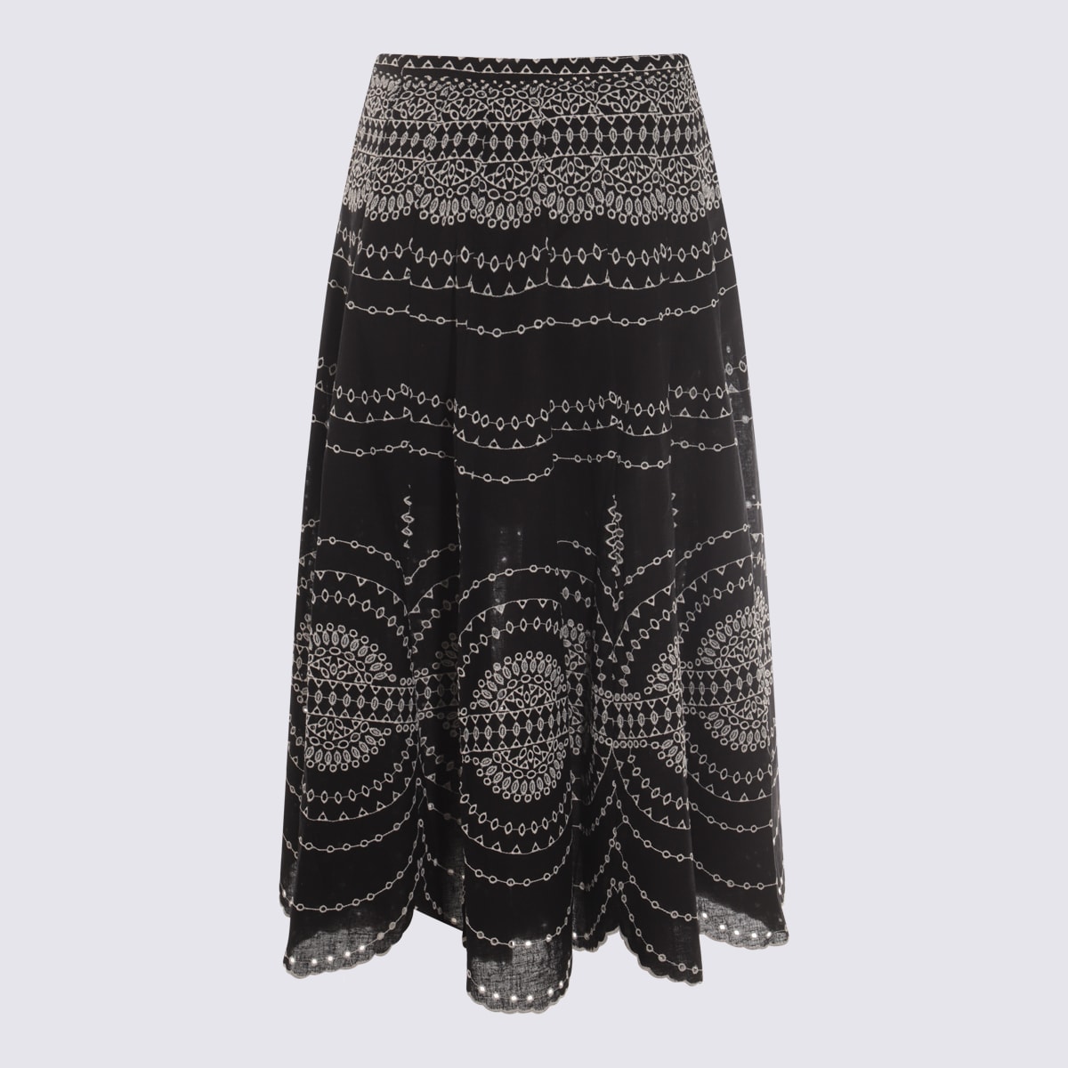 Charo Ruiz Black And White Cotton Skirt