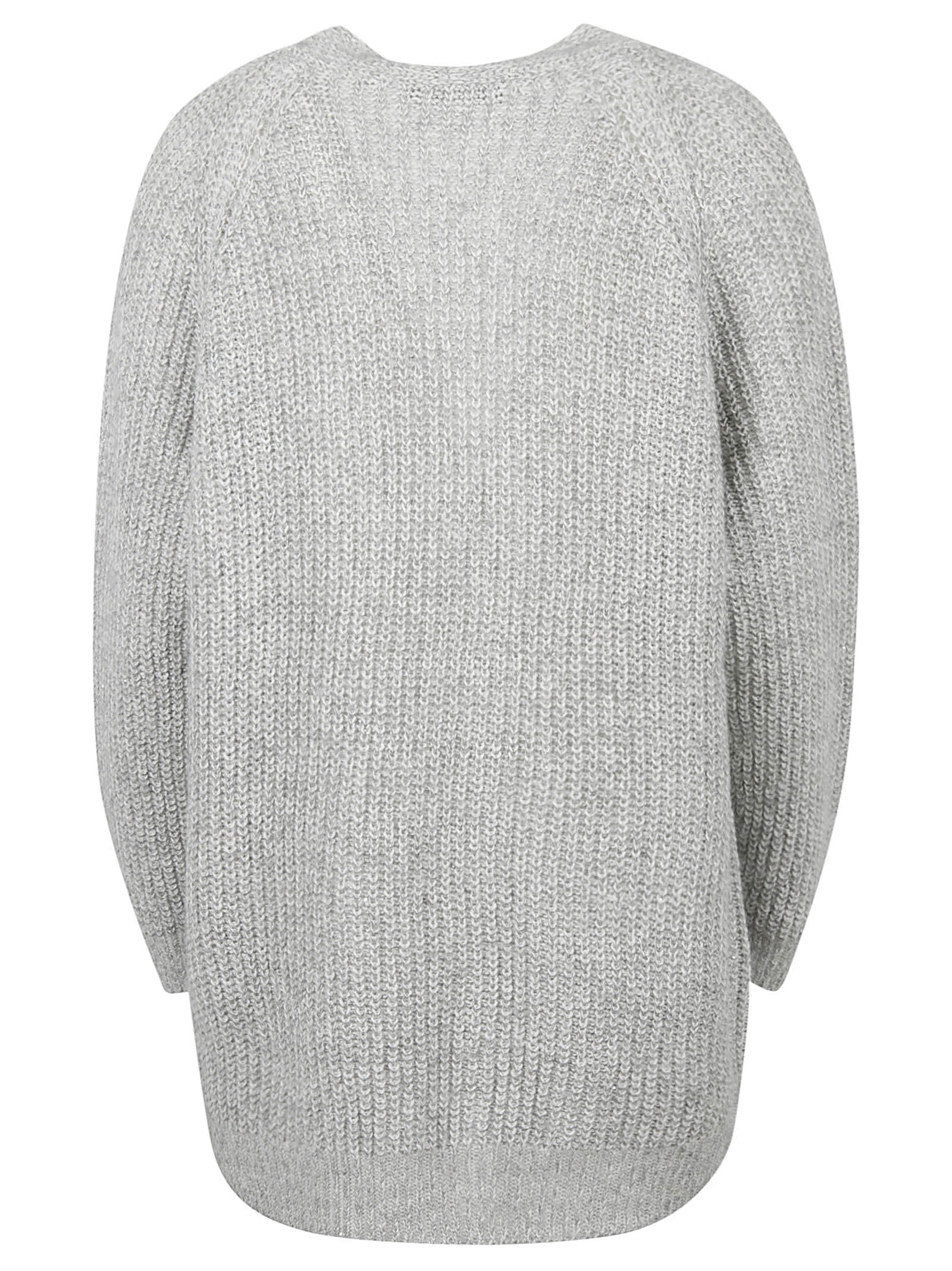 Shop Fabiana Filippi Oversized Knit Plain Cardigan In Grey