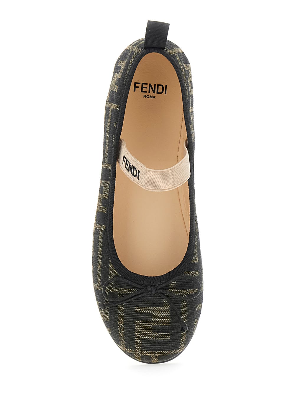 Fendi Ballet Flats For Girl With All-over Ff Logo In Brown