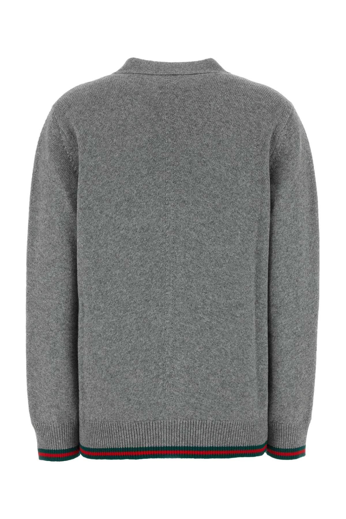 Gucci Grey Wool Blend Cardigan In Greymelangemc