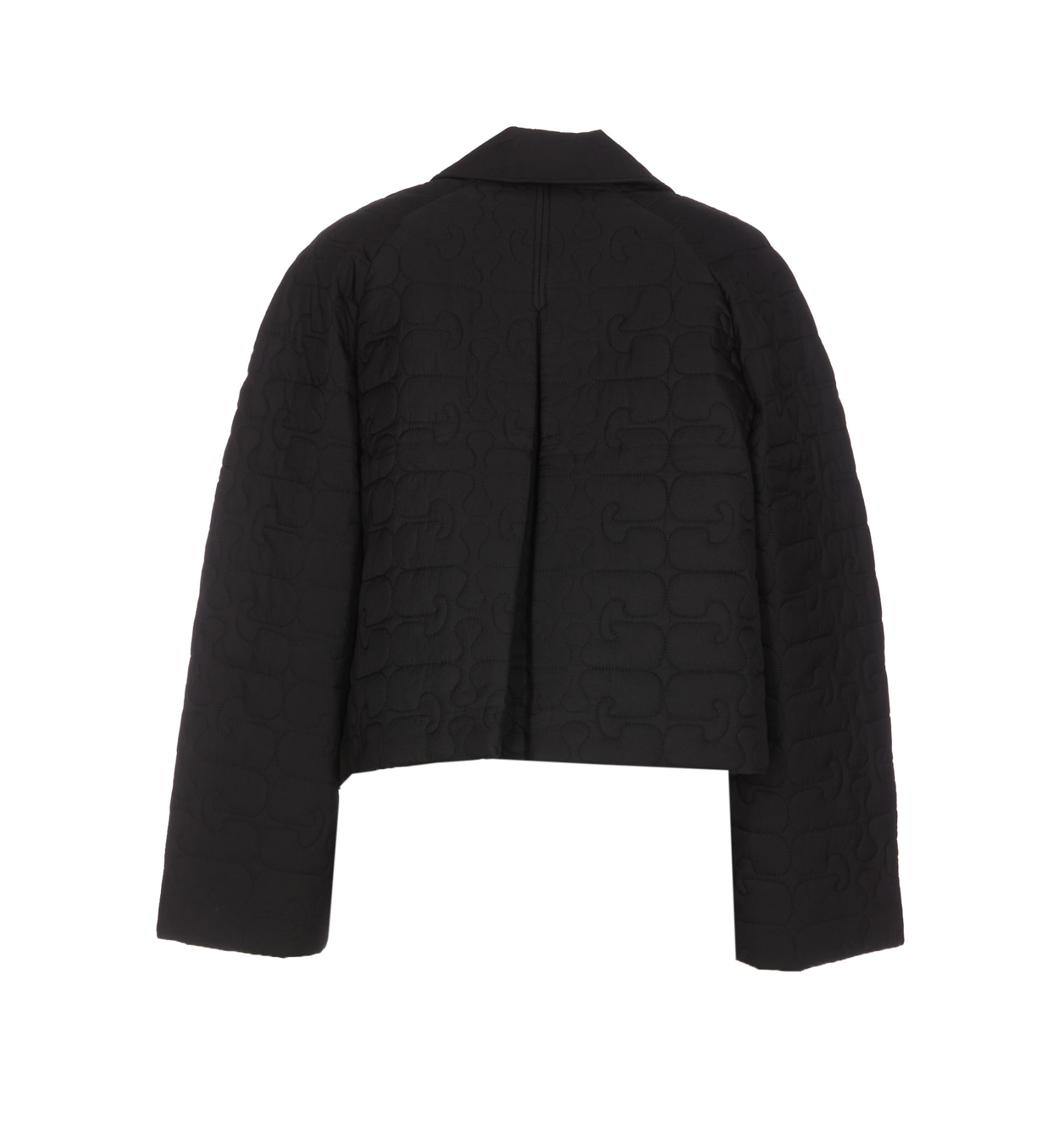 Shop Ganni Short Quilt Jacket In Black