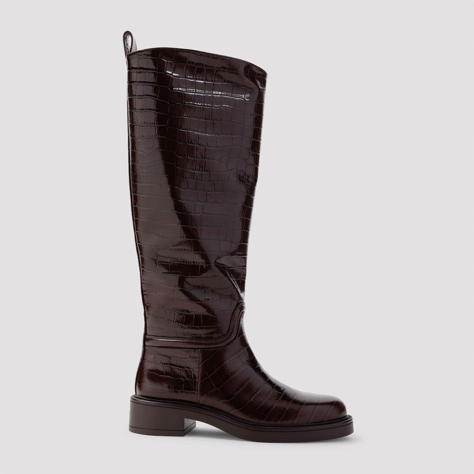 Shop Stuart Weitzman Celia Riding Boots In V Walnut Tonal