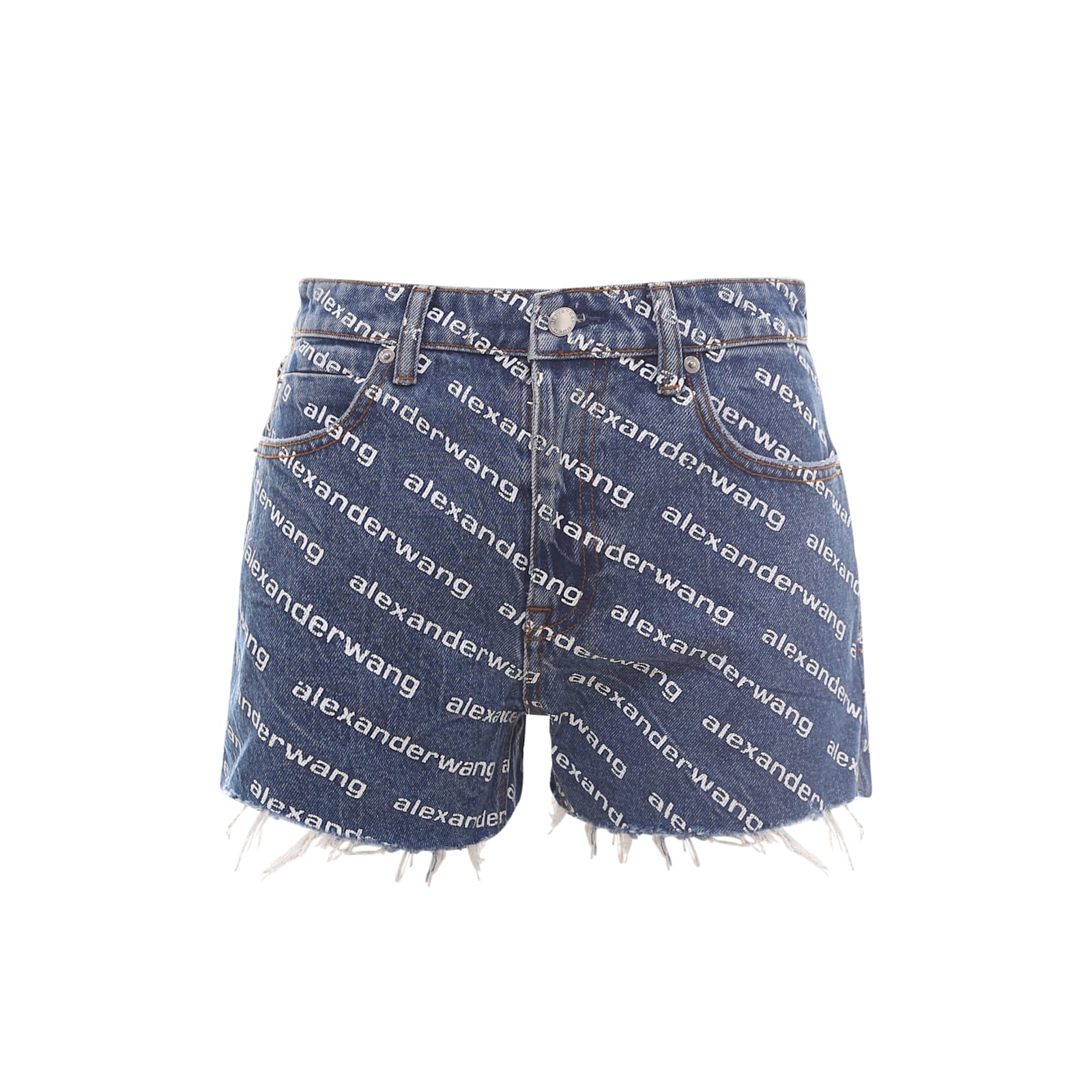 Alexander Wang Denim Shorts Featuring Printed Design In Blue