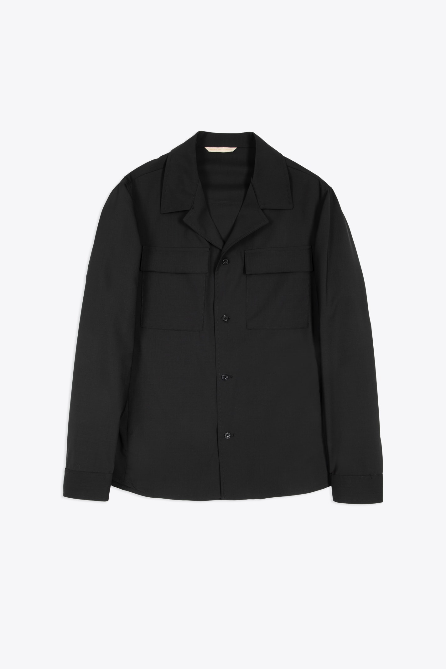 Giacca Black tailored shirt with camp collar and long sleeves - John