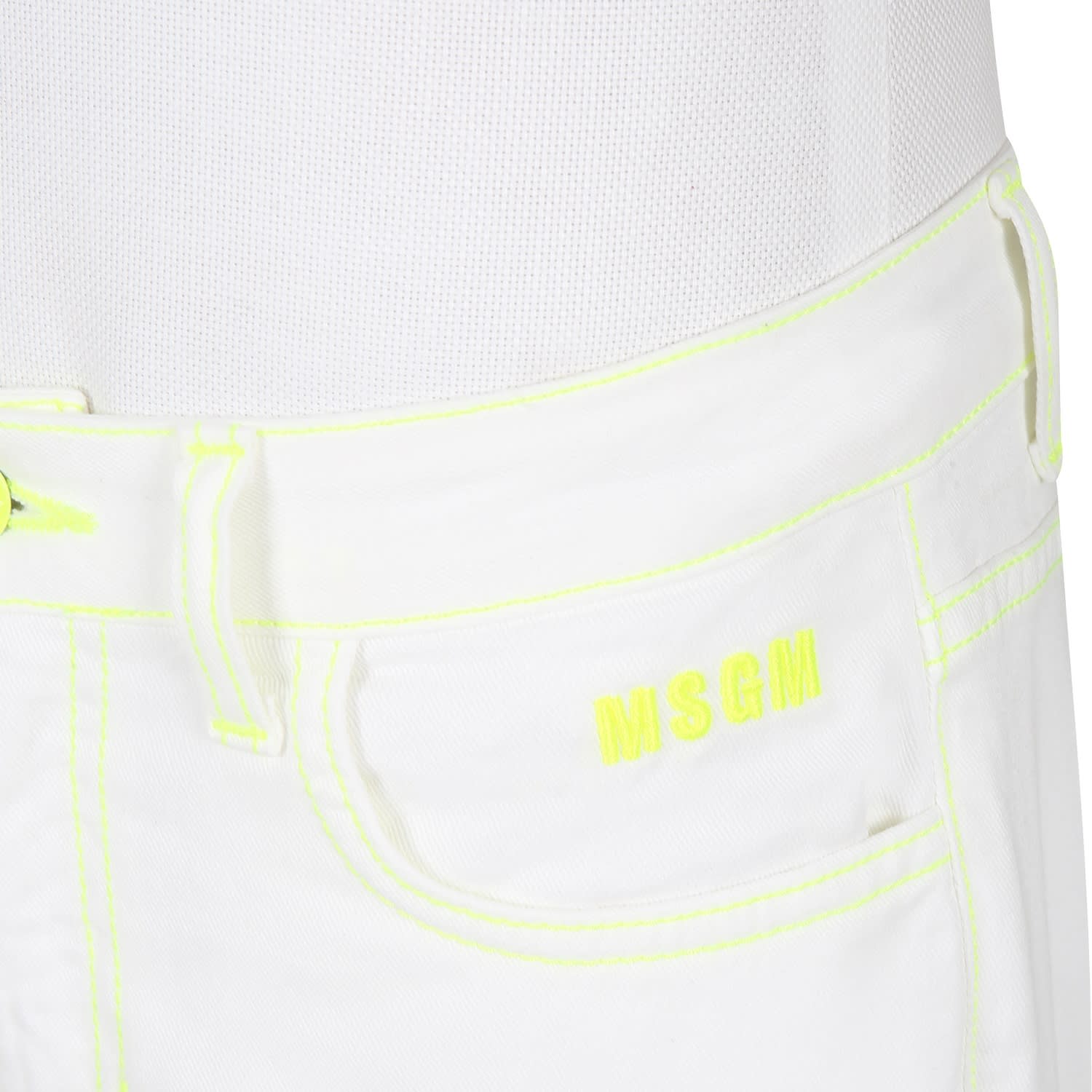 Shop Msgm White Jeans For Boy With Logo