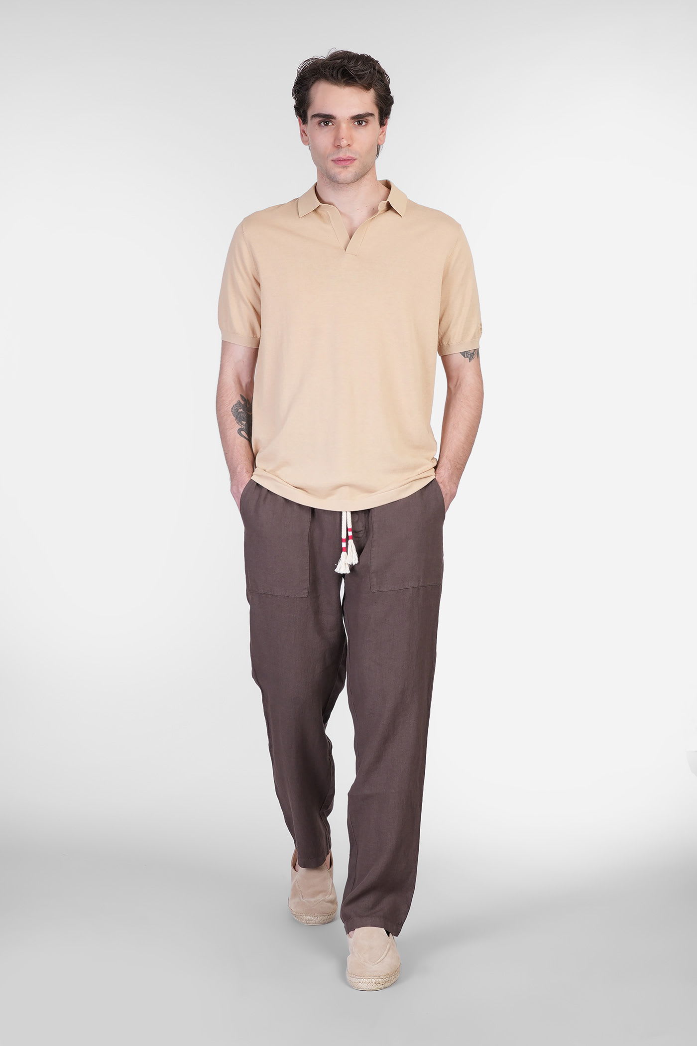 Mc2 Saint Barth Solan Polo In Beige Cotton In Brown