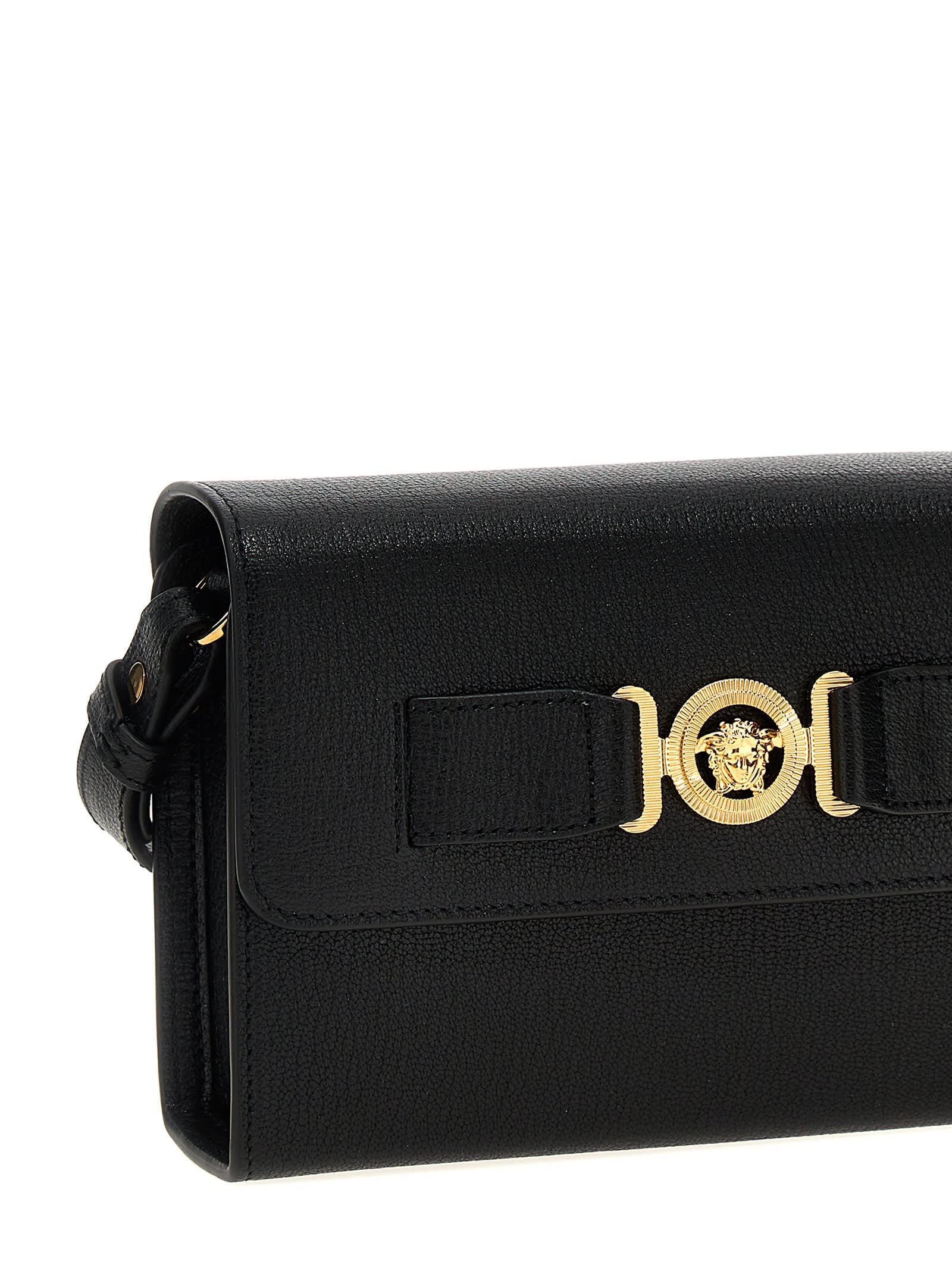 Shop Versace Medusa Biggie Crossbody Bag In Black