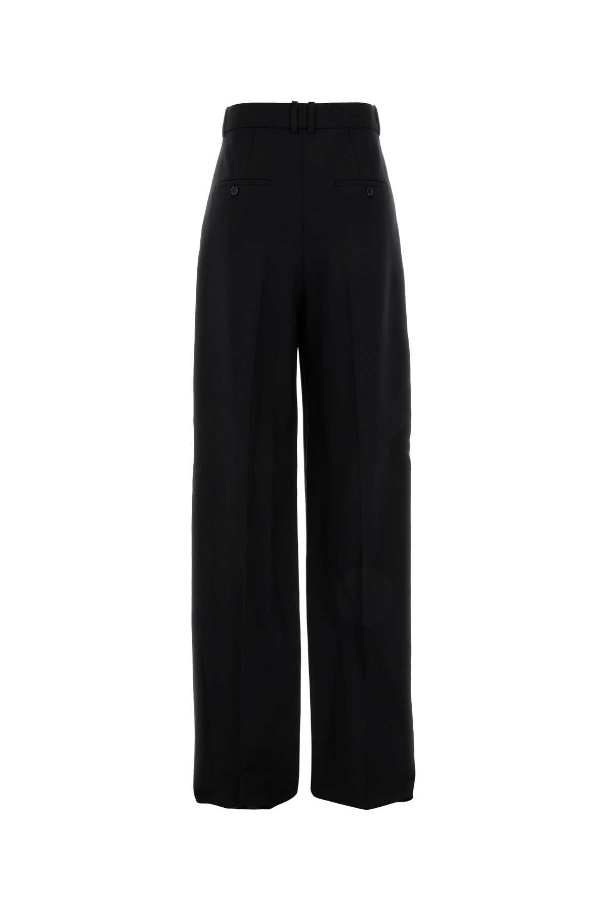 Saint Laurent Wool Trousers With Wide Leg And Pleats In Black
