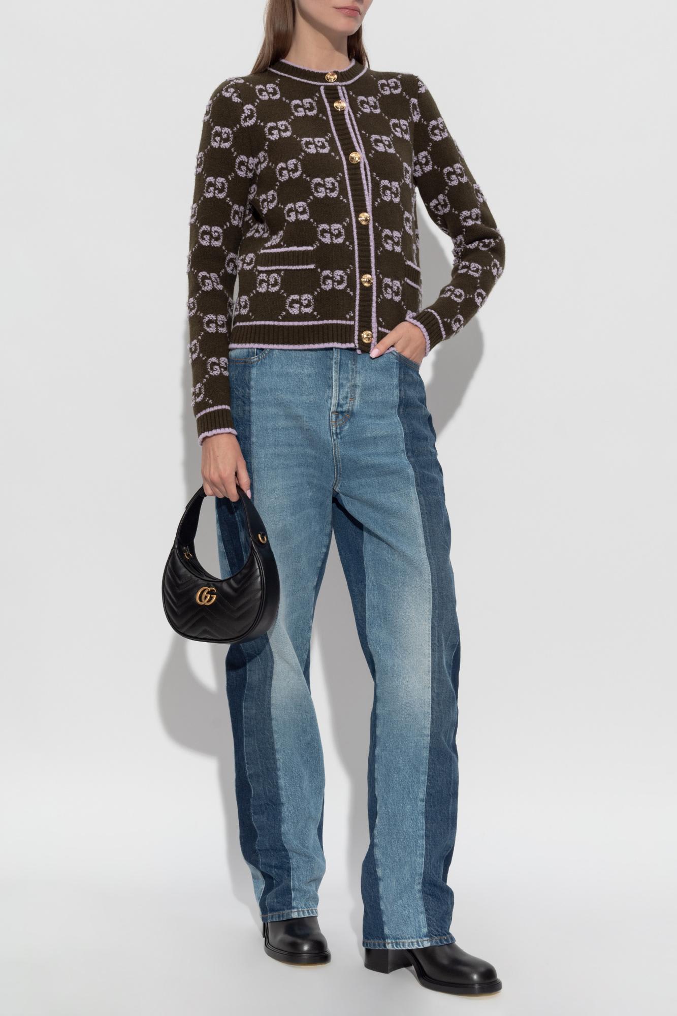 Gucci Wool Cardigan With Front Pockets And Long Sleeves In Brown