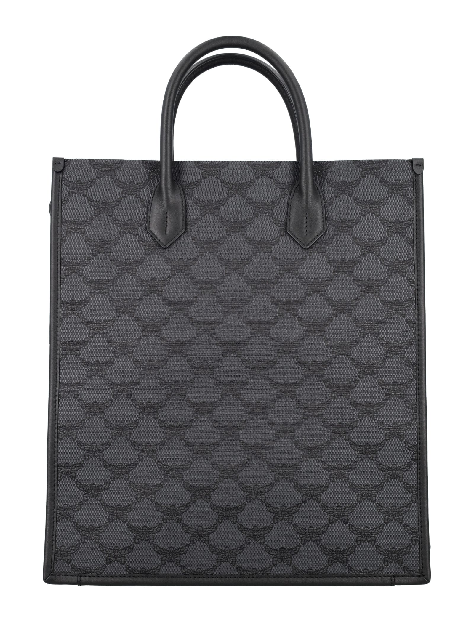 Shop Mcm Lauretos Tote Bag In Dark Grey