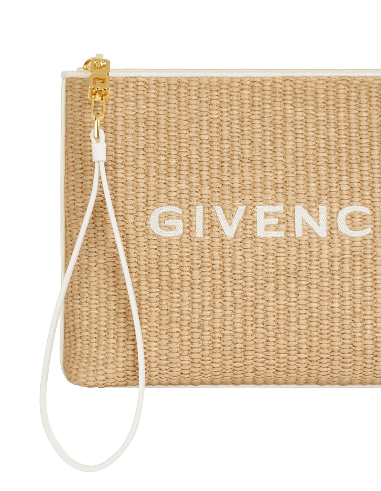 Shop Givenchy Clutch In Natural Raffia In White