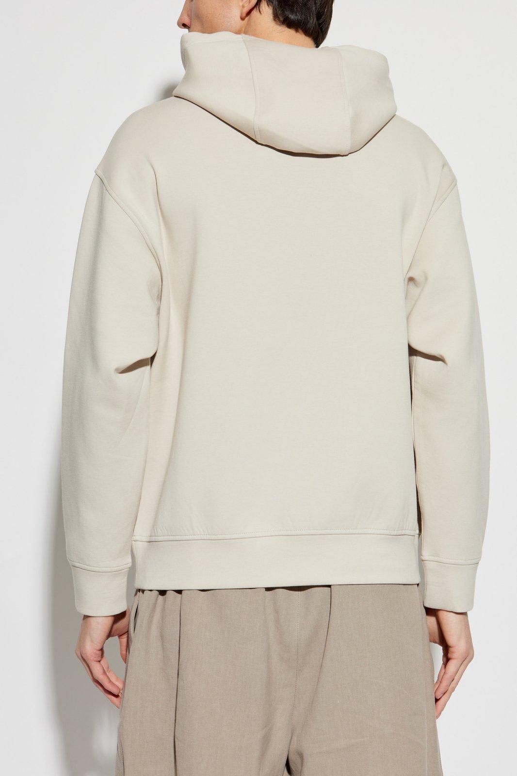 Emporio Armani Logo-patch Hoodie In Beige | ModeSens