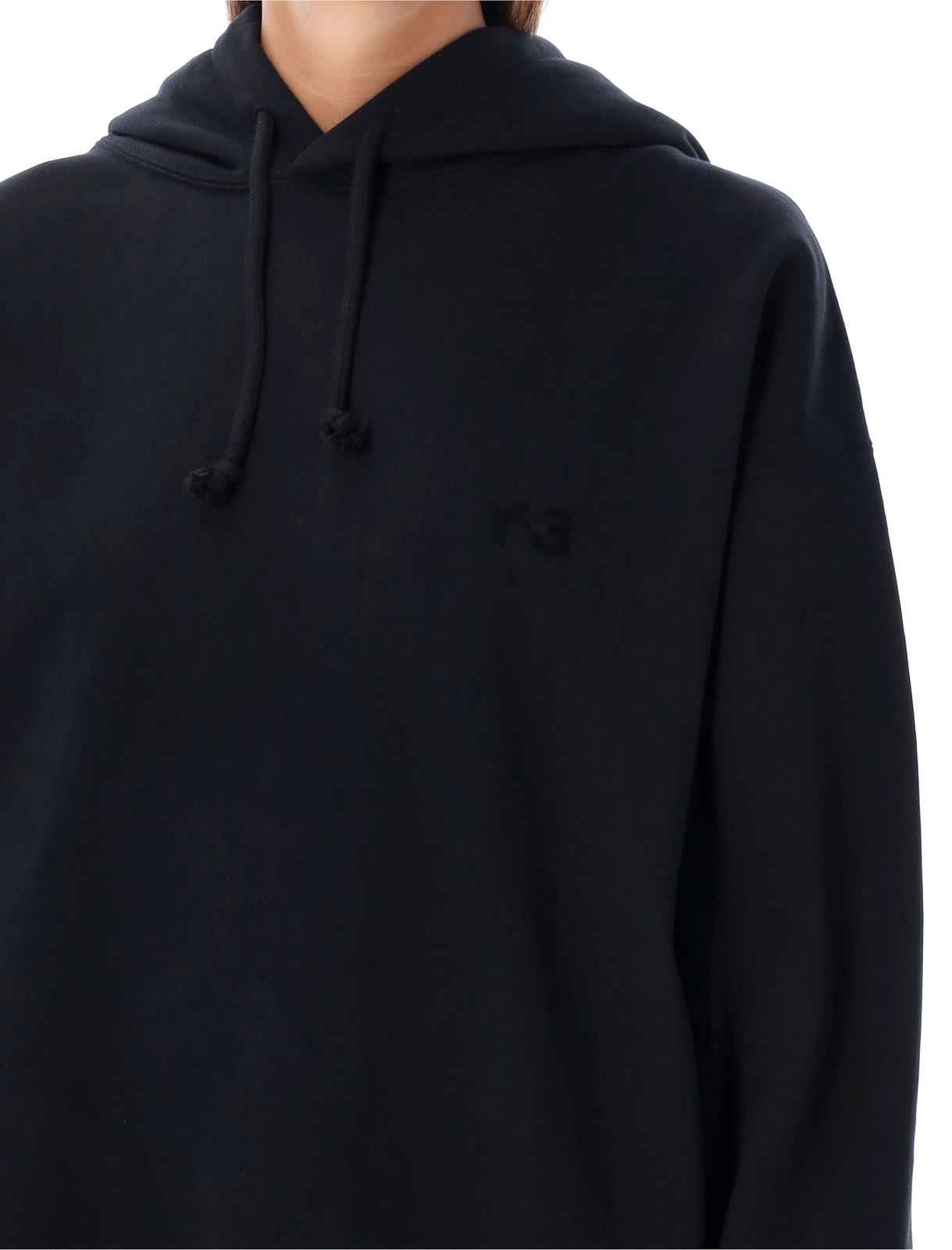 Shop Y-3 Fl Drawstring Hoodie In Black